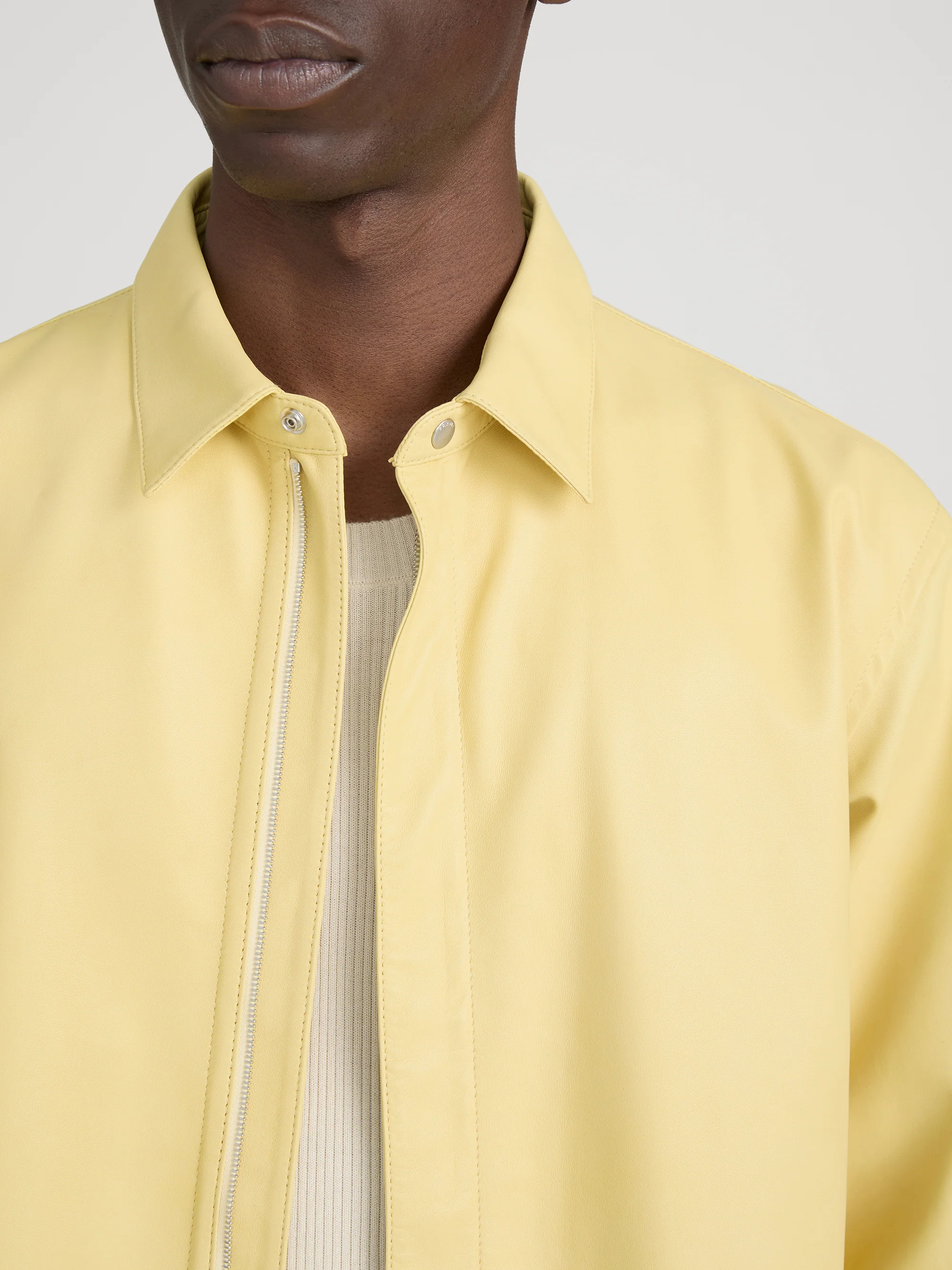 Leather Zip-Up Shirt -- Bold Yellow - Image 5
