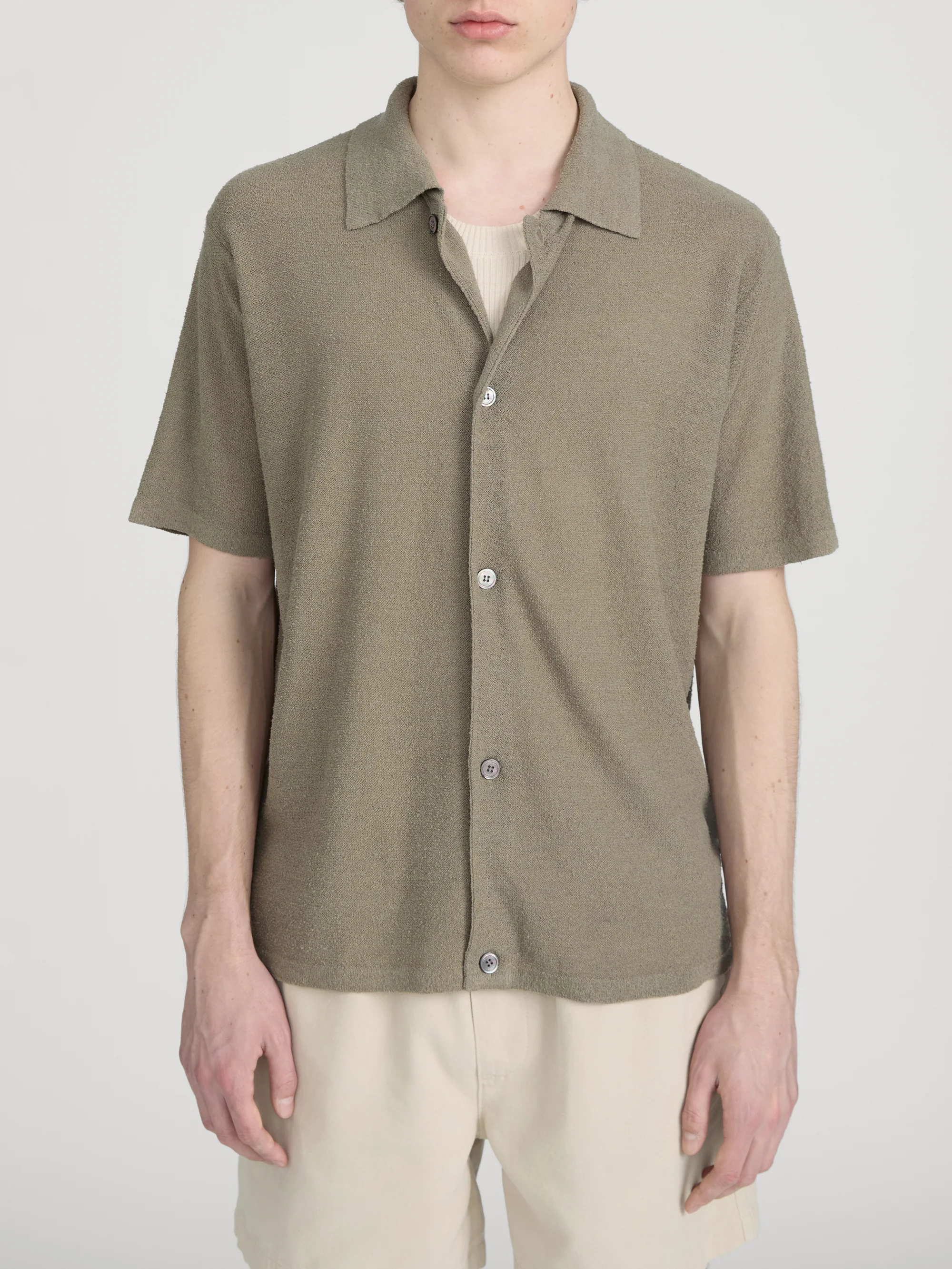 Light Cotton Silk Cardigan -- Dusty Beige - Image 3