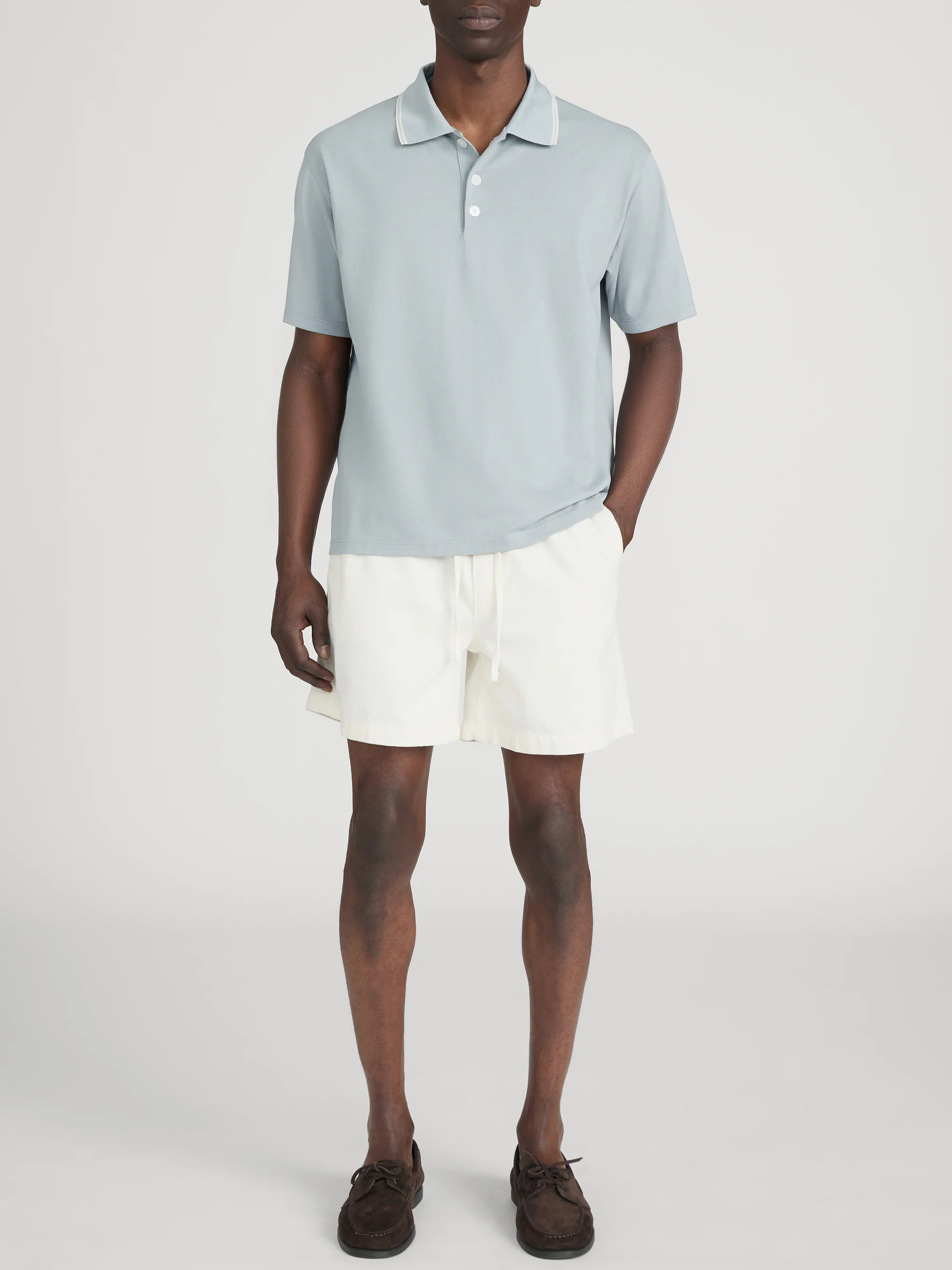 Light Pique Polo -- Blue Grey - Image 2