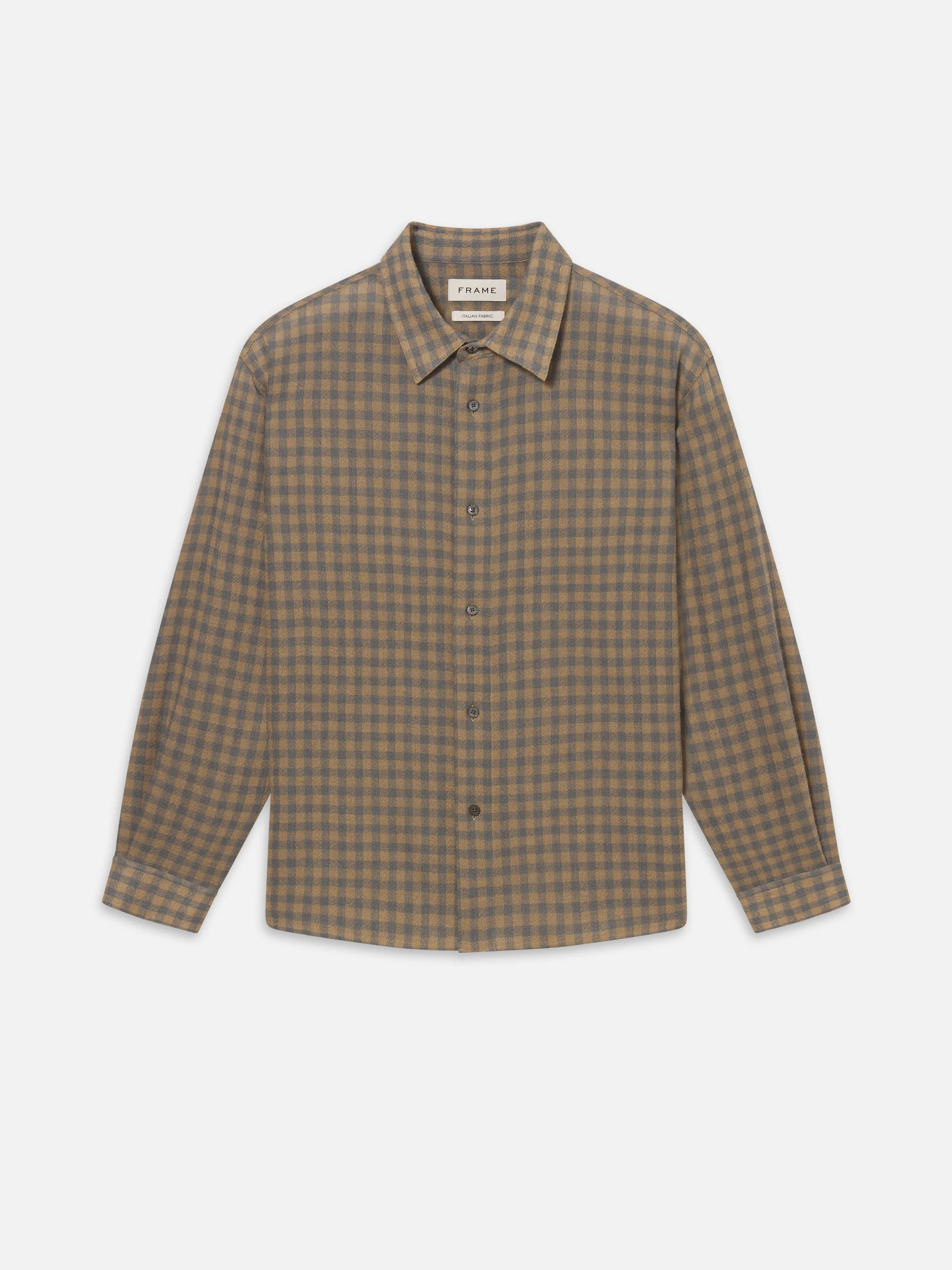 Light Wool Plaid Shirt -- Beige/Blue Plaid