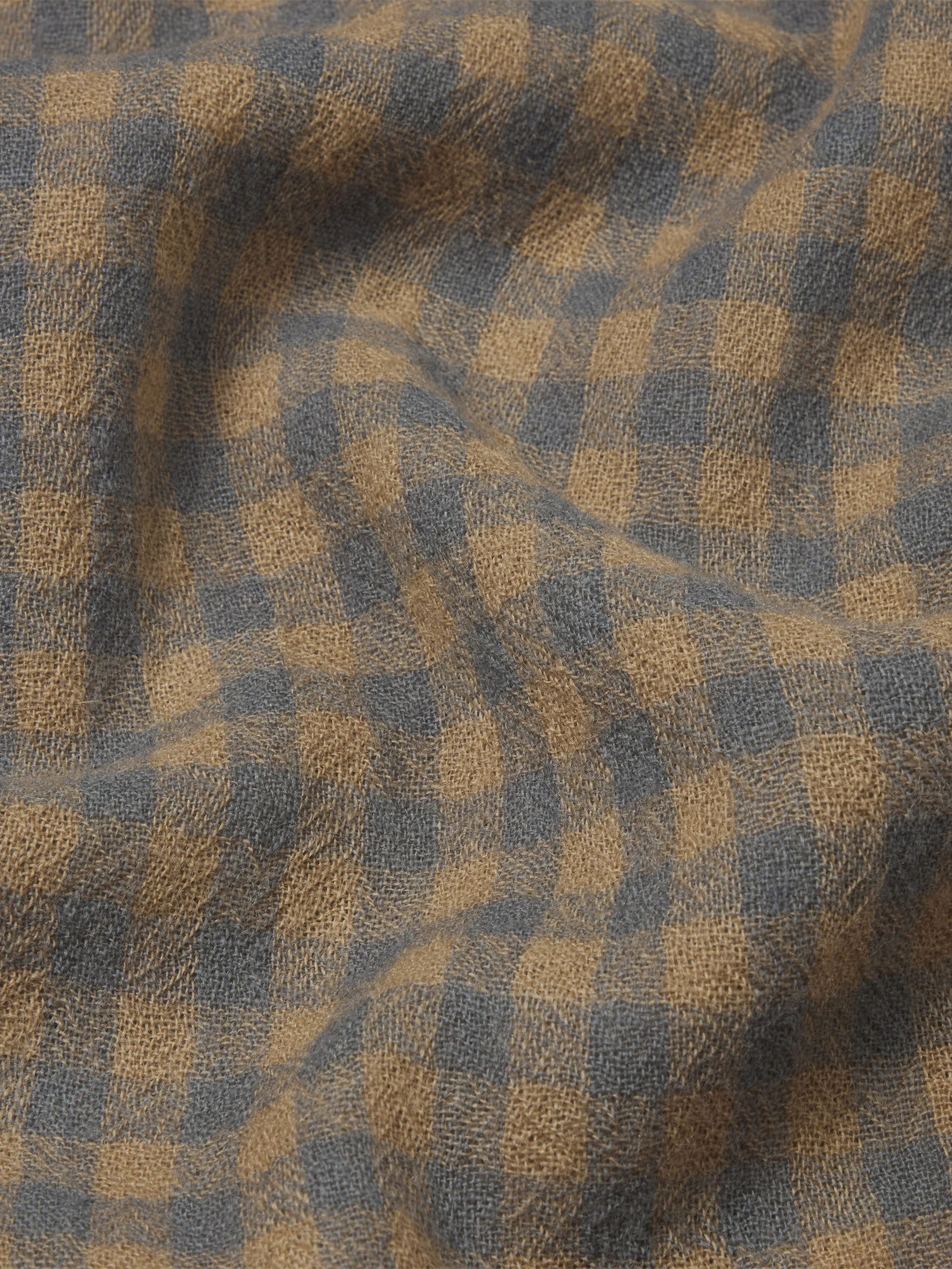 Light Wool Plaid Shirt -- Beige/Blue Plaid - Image 7