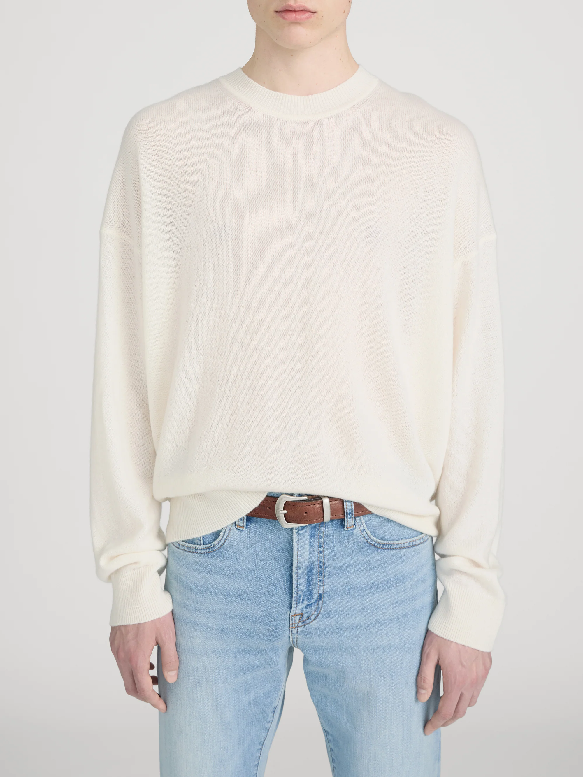 Lightweight Cashmere Blend Sweater -- Off White - Image 3