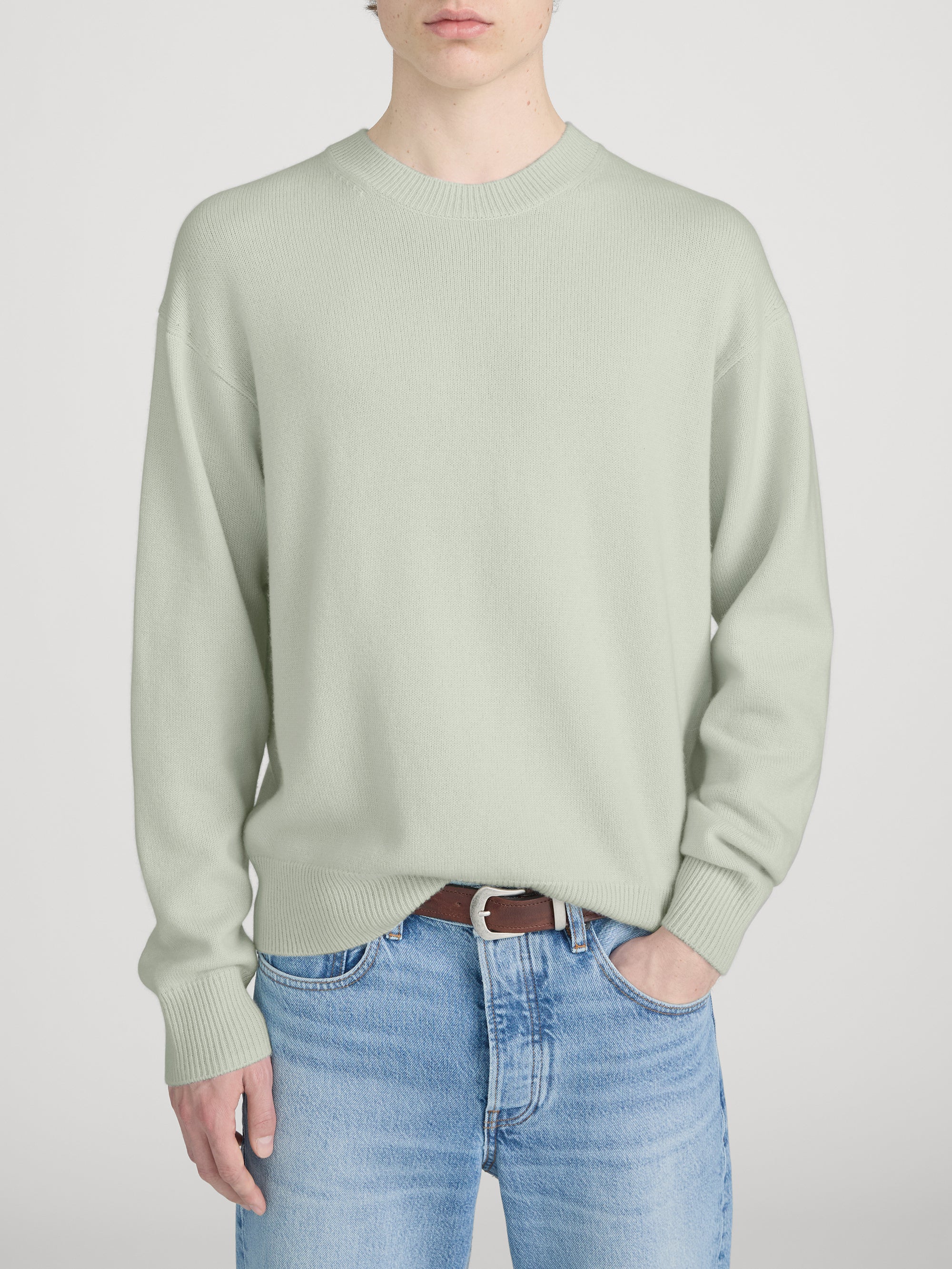Lightweight Cashmere Crewneck -- Pale Green - Image 3