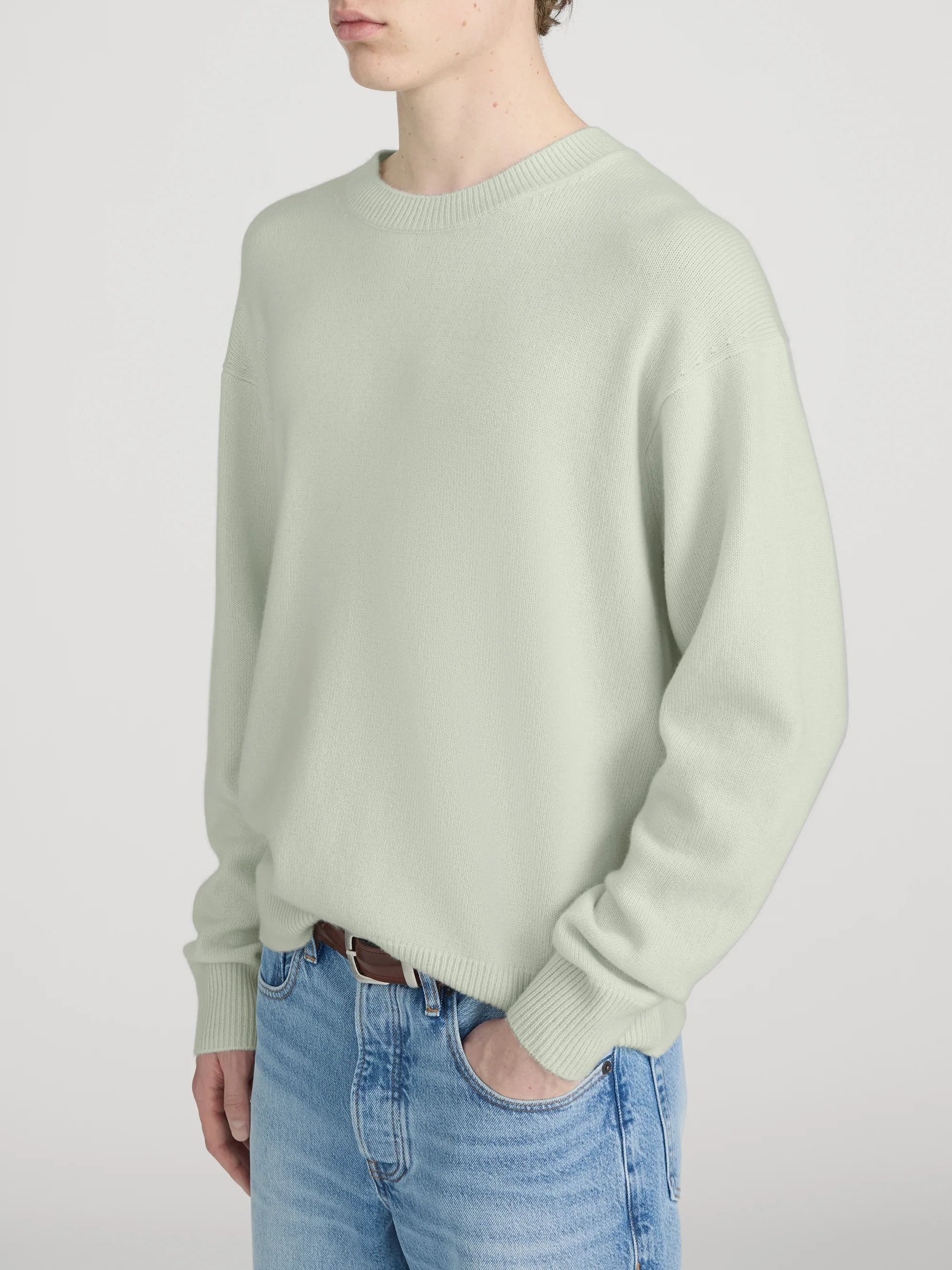 Lightweight Cashmere Crewneck -- Pale Green - Image 4
