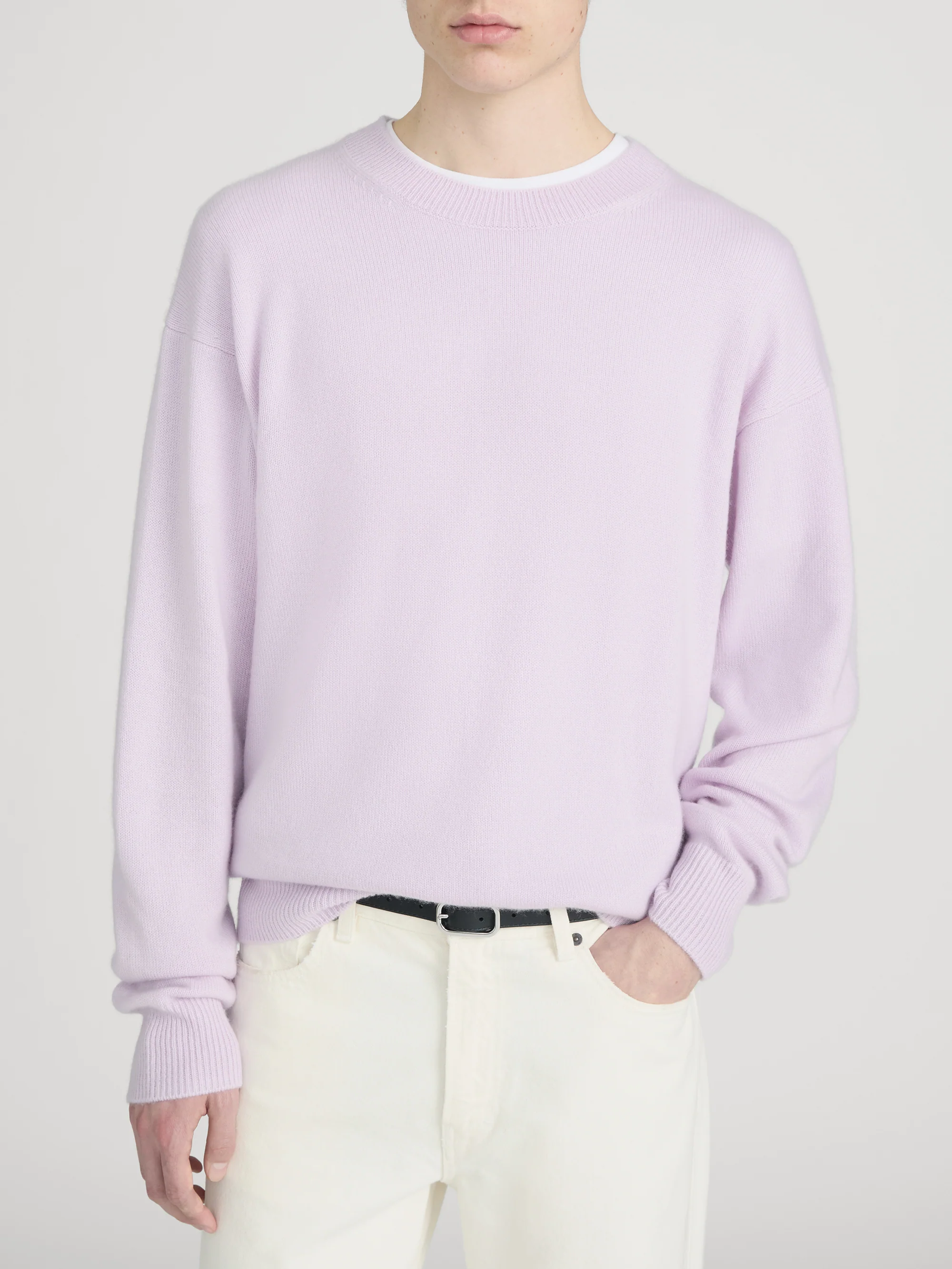 Lightweight Cashmere Crewneck -- Pale Purple - Image 3