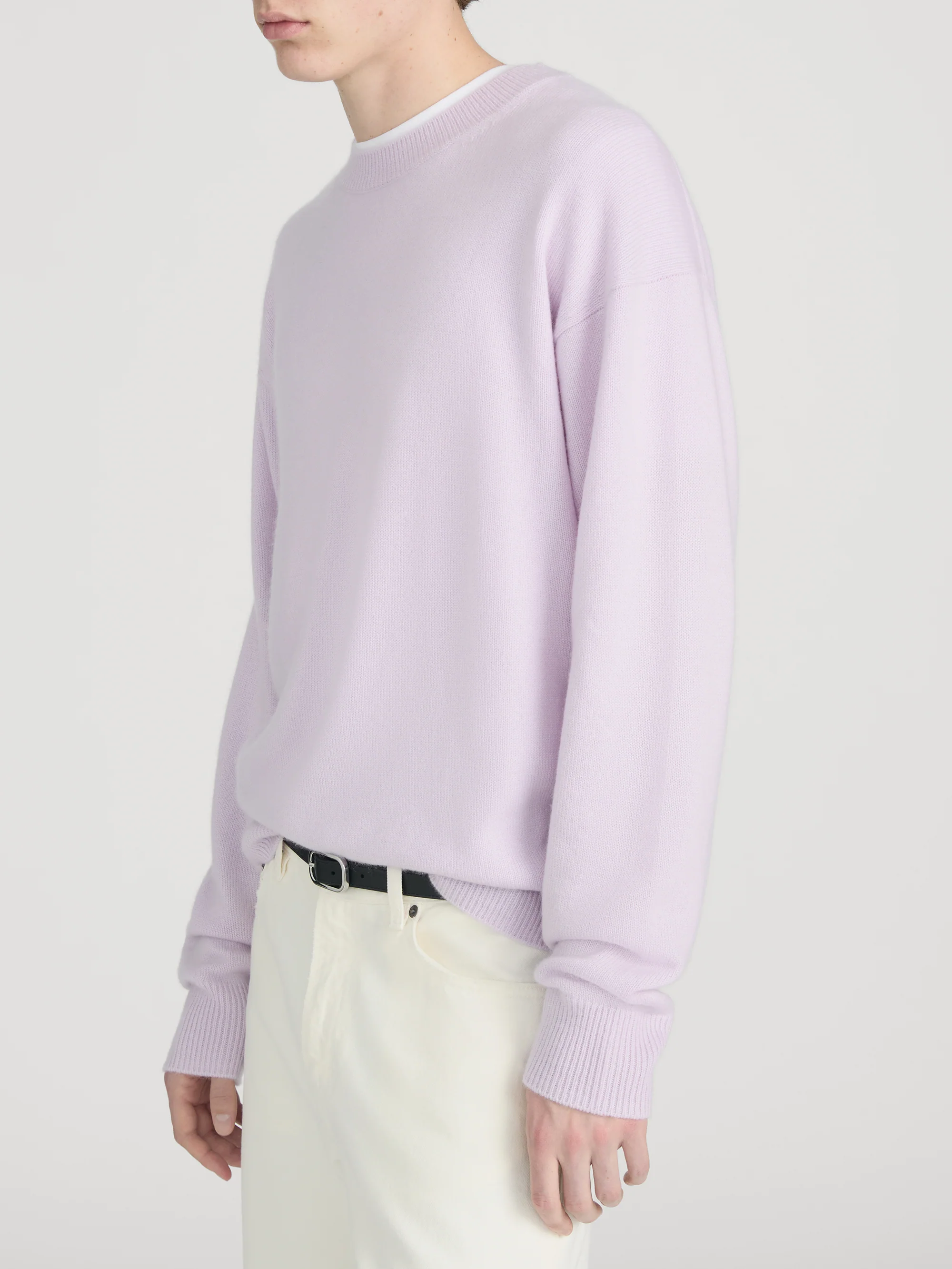 Lightweight Cashmere Crewneck -- Pale Purple - Image 4