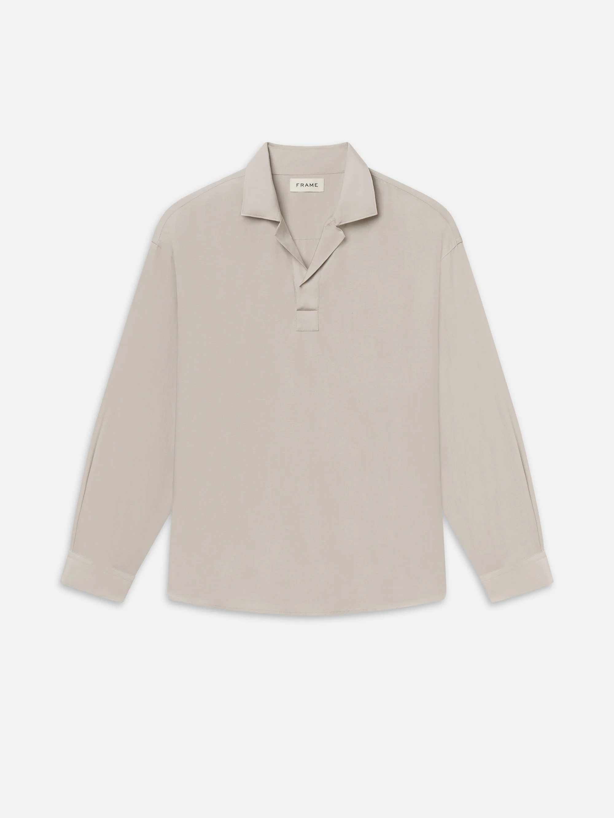 Linen Henley Shirt -- Dusty Beige