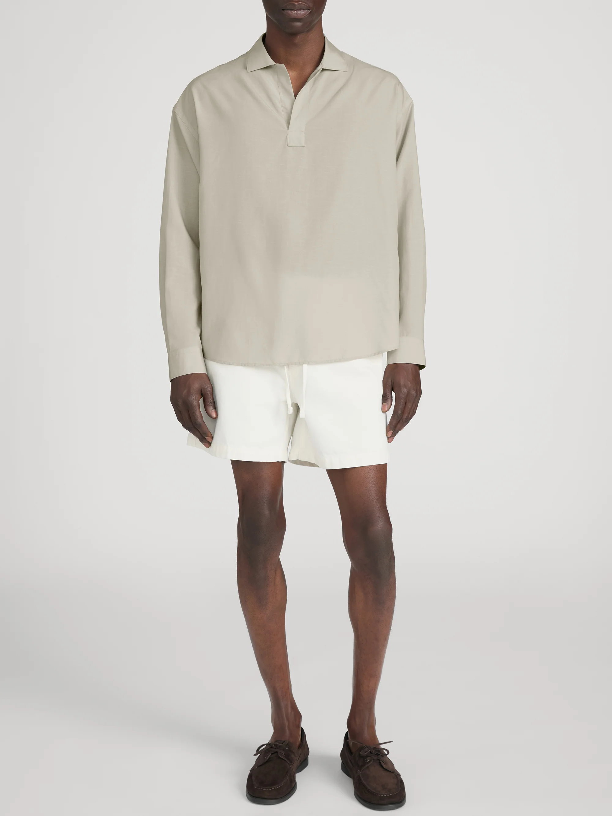 Linen Henley Shirt -- Dusty Beige - Image 2