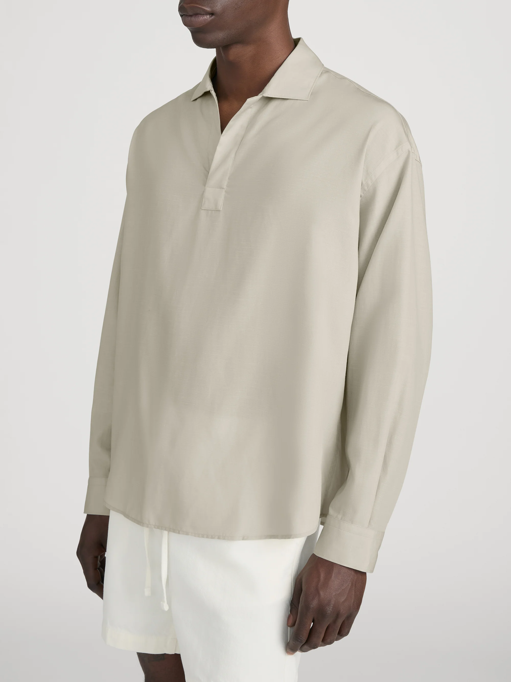 Linen Henley Shirt -- Dusty Beige - Image 4