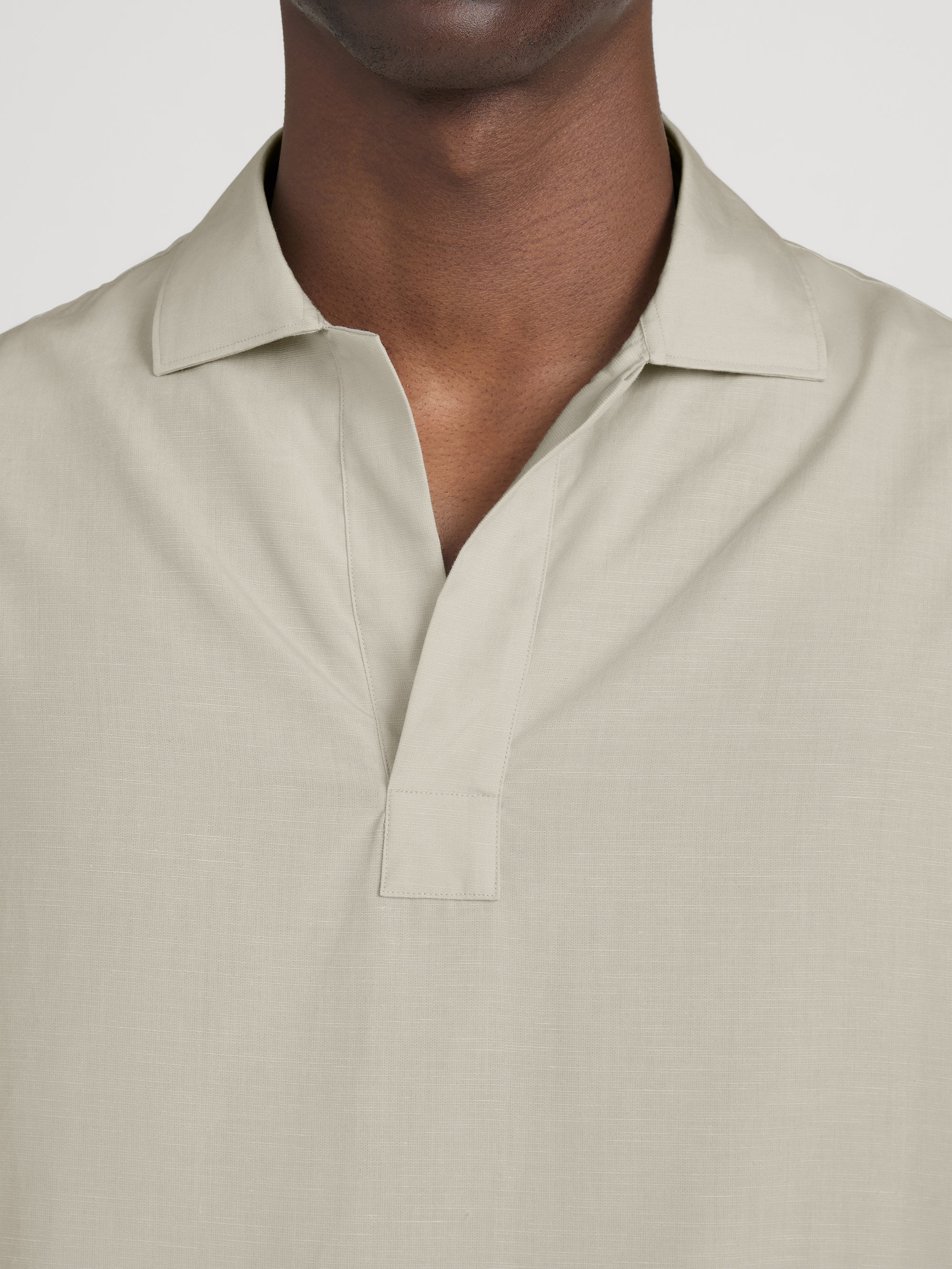 Linen Henley Shirt -- Dusty Beige - Image 5