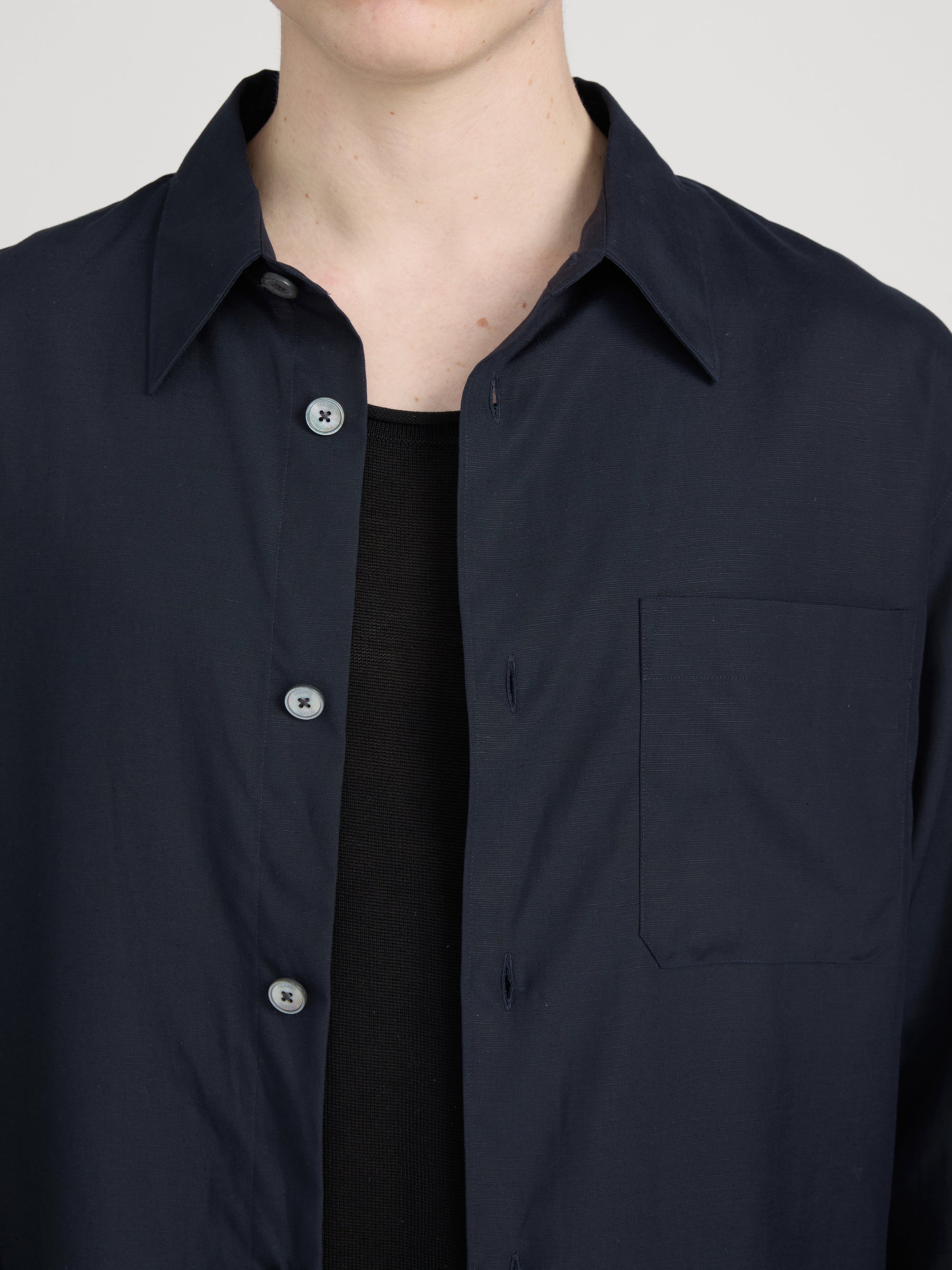 Linen Shirt -- Dark Navy - Image 5