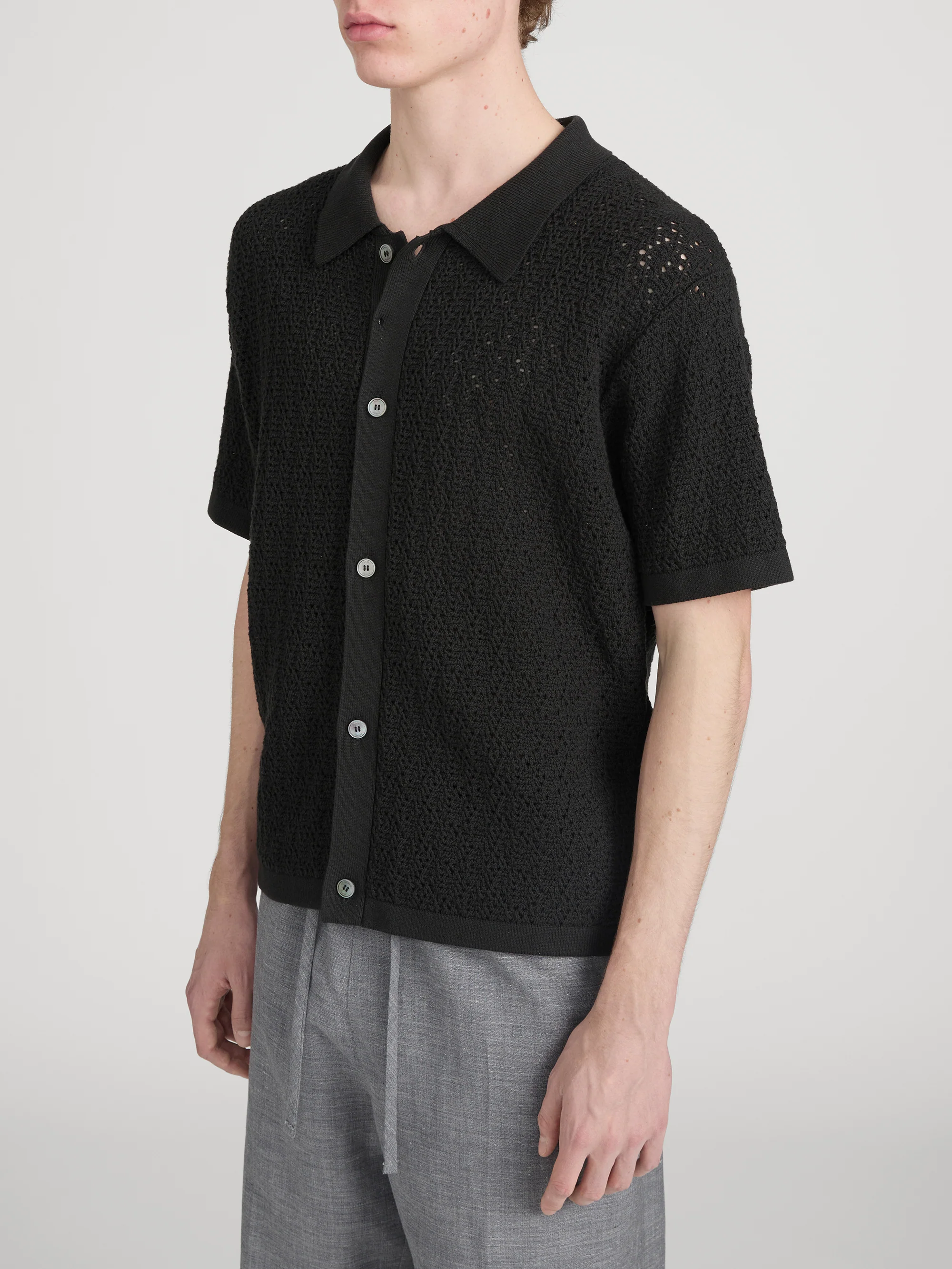 Open Stitch Cardigan -- Black - Image 4