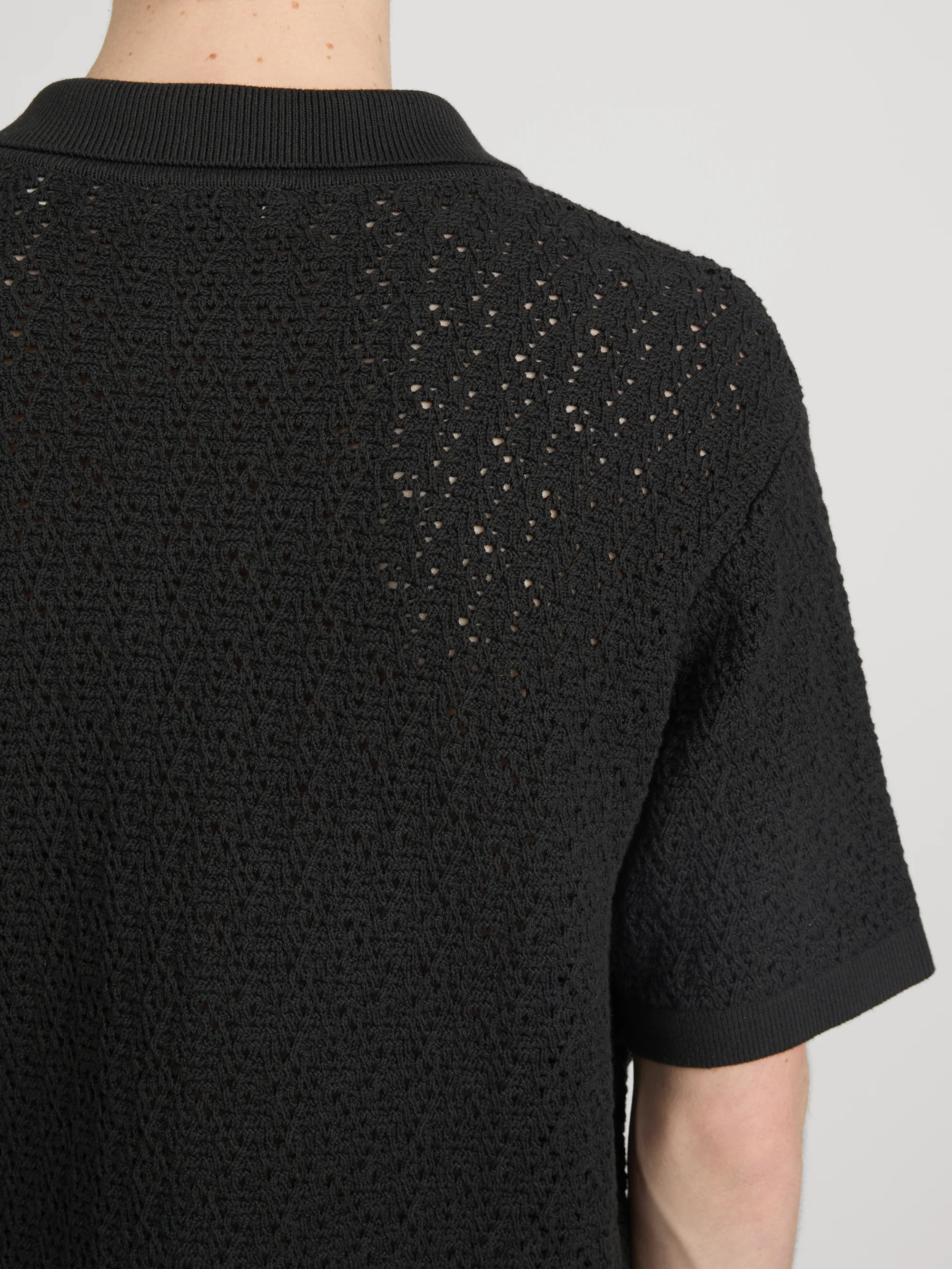 Open Stitch Cardigan -- Black - Image 5