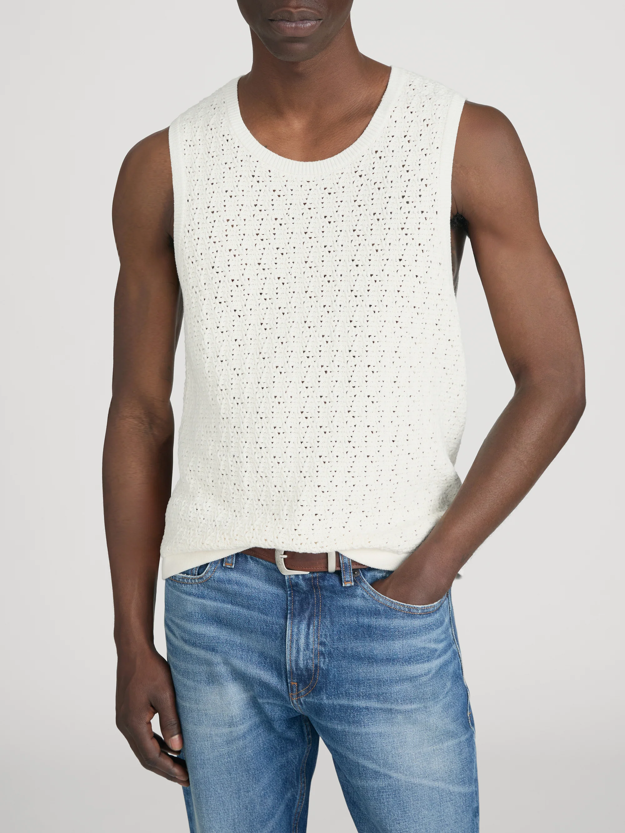 Open Stitch Tank -- Off White - Image 3