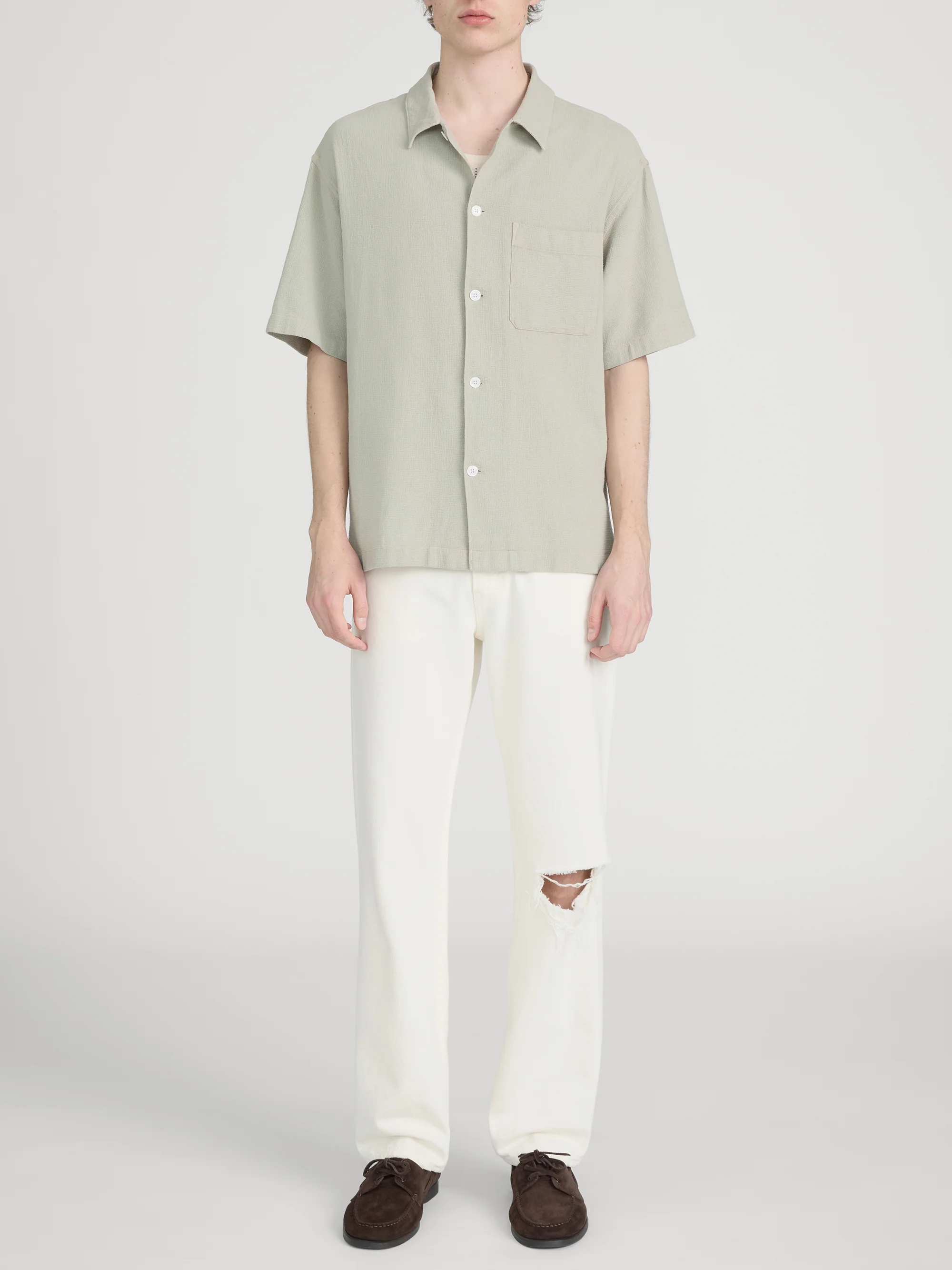 Textured S/S Shirt -- Moss Green - Image 2