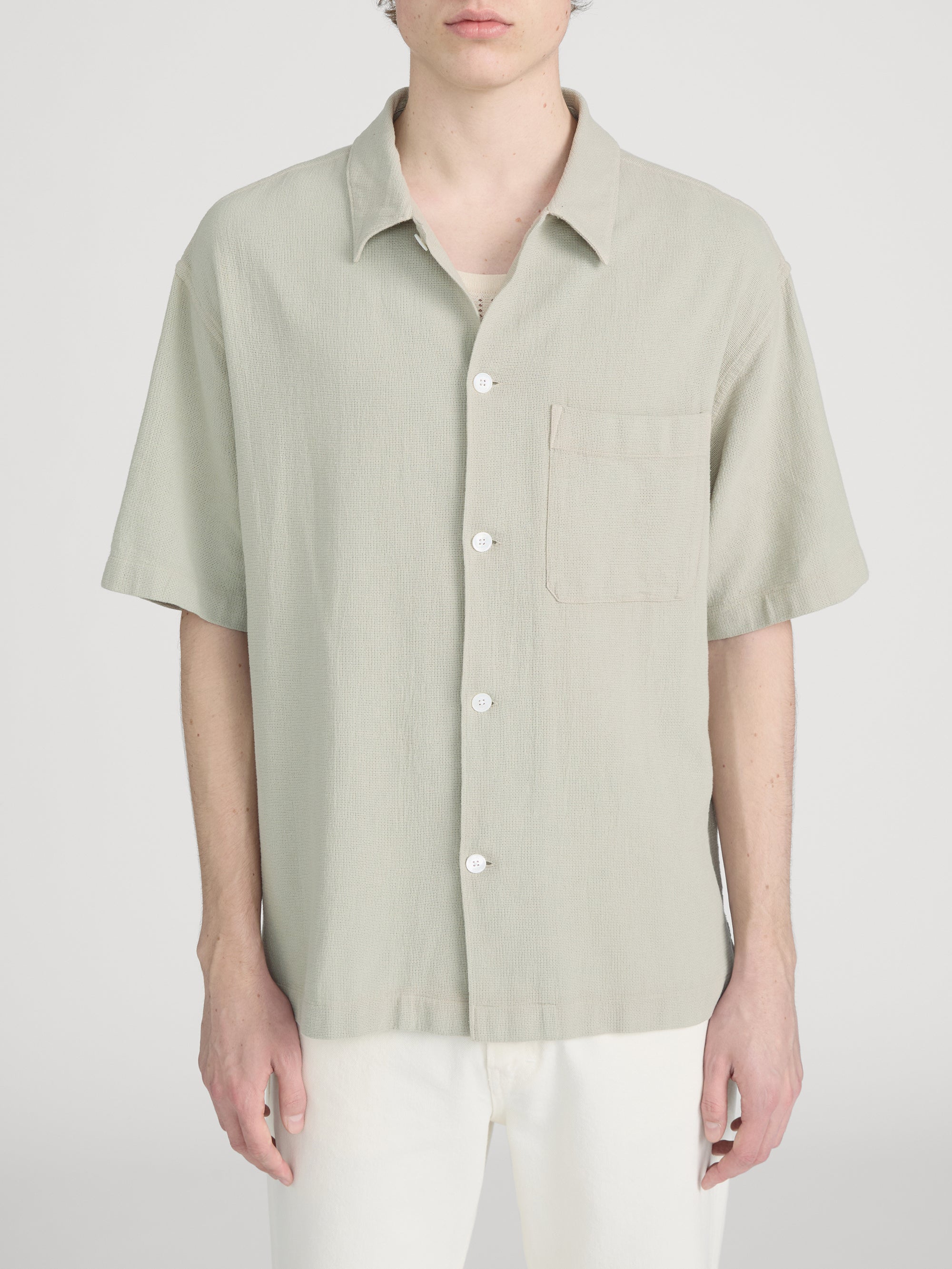Textured S/S Shirt -- Moss Green - Image 3
