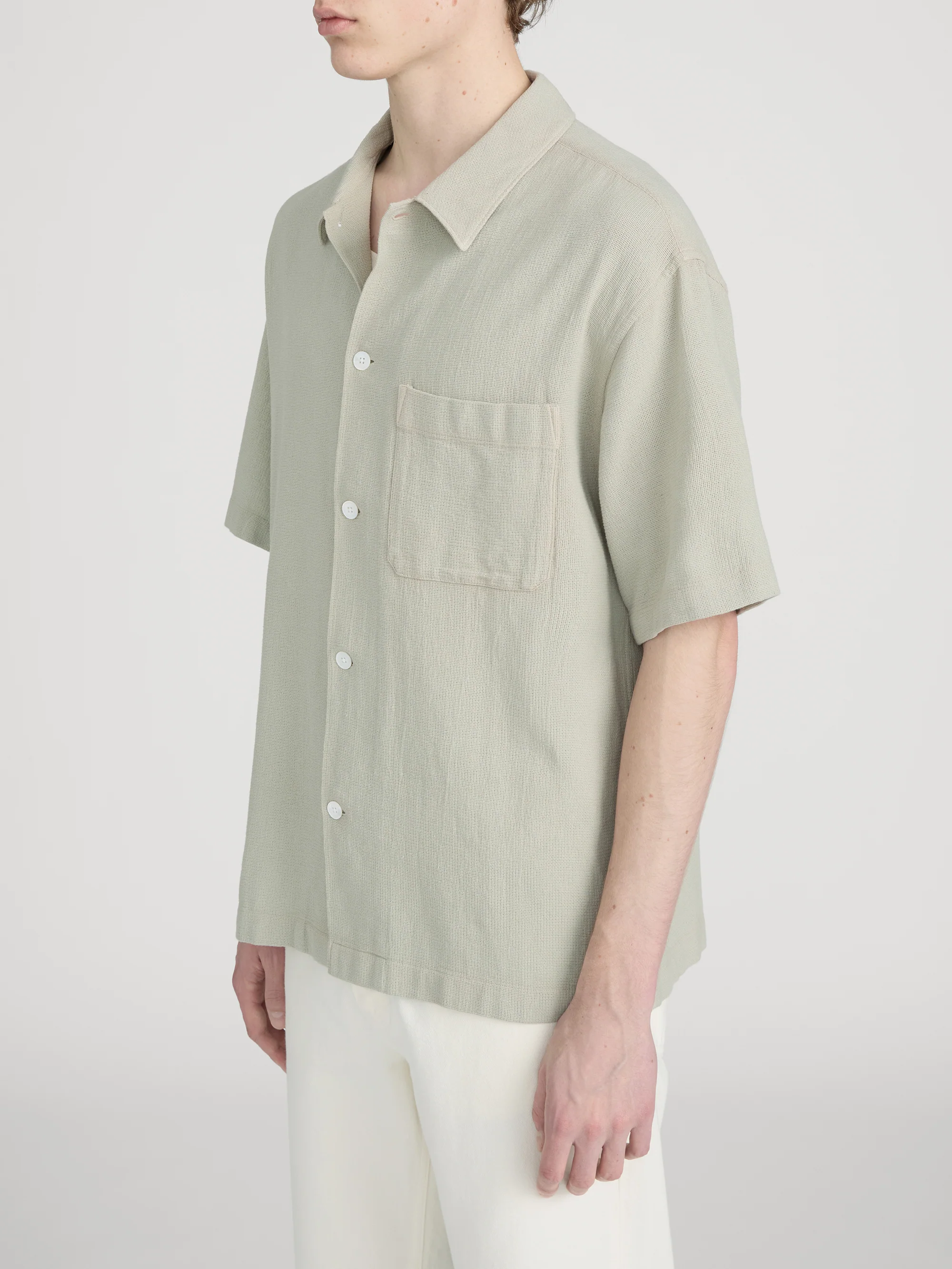 Textured S/S Shirt -- Moss Green - Image 4