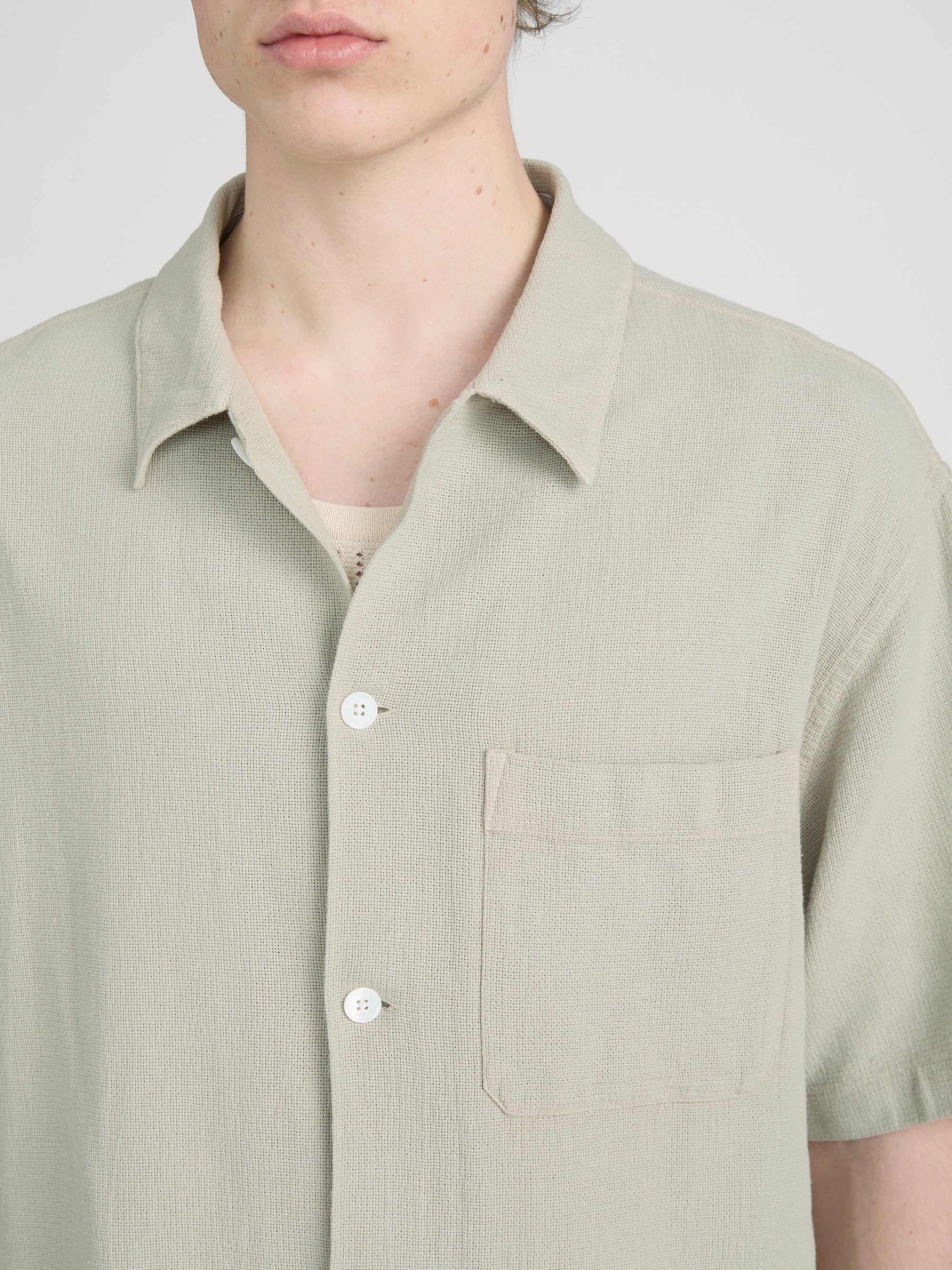 Textured S/S Shirt -- Moss Green - Image 5
