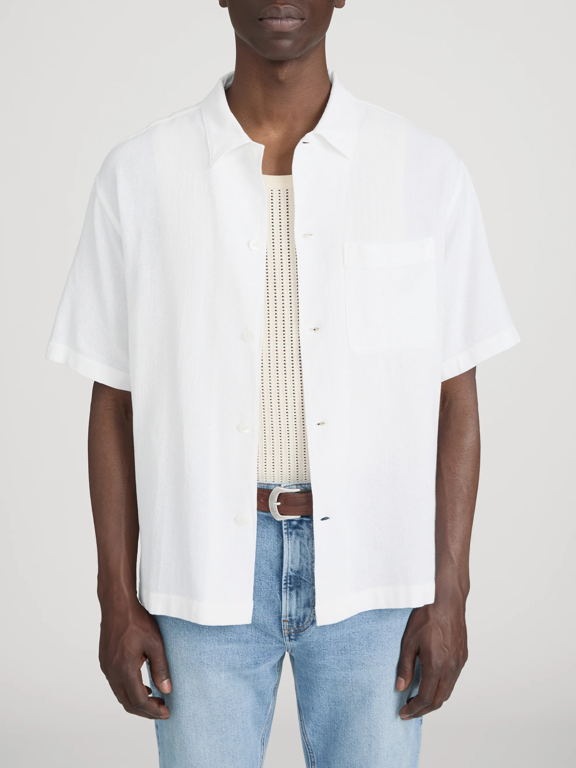 Open Weave Shirt -- White - Image 3