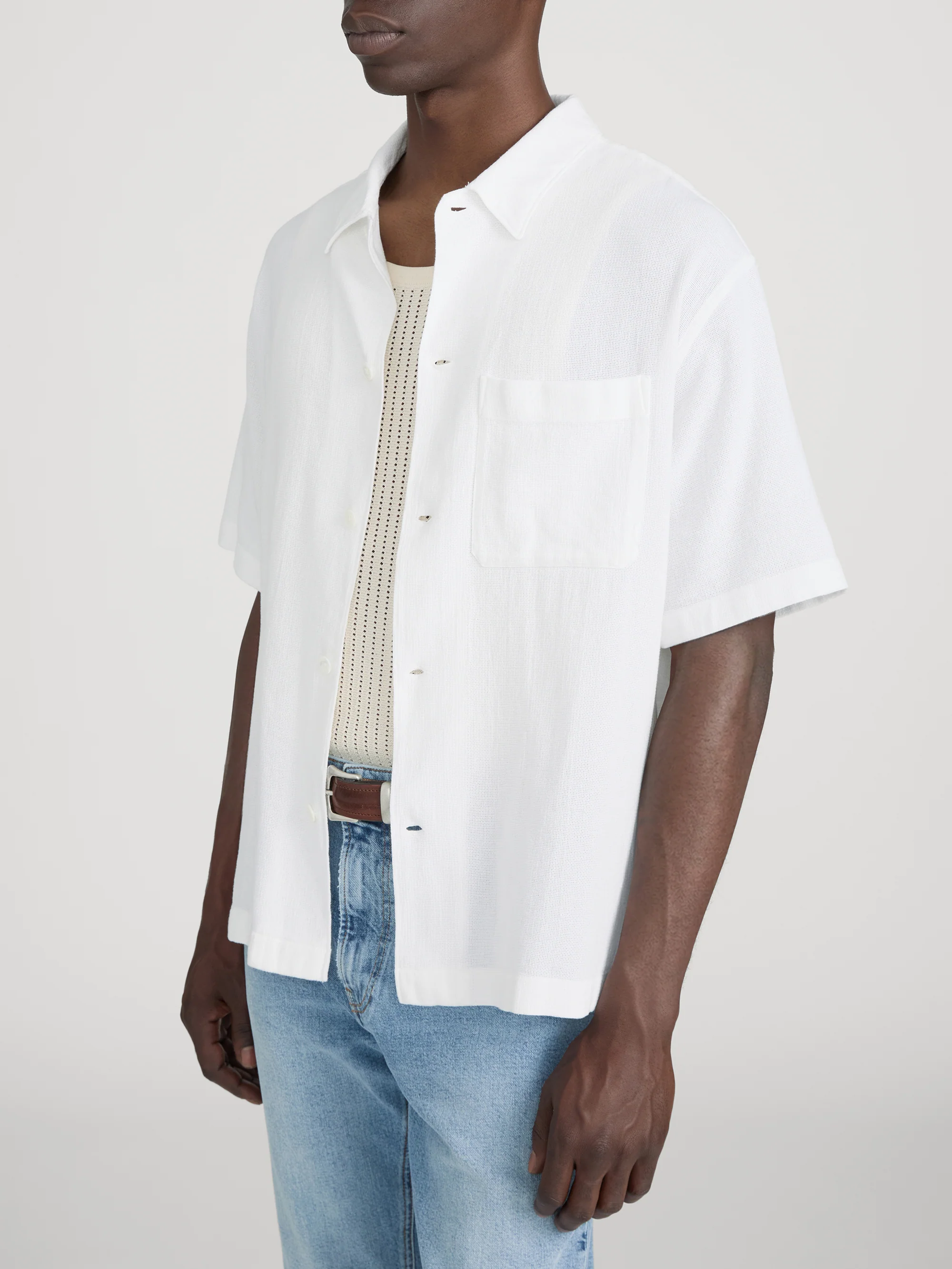 Open Weave Shirt -- White - Image 4