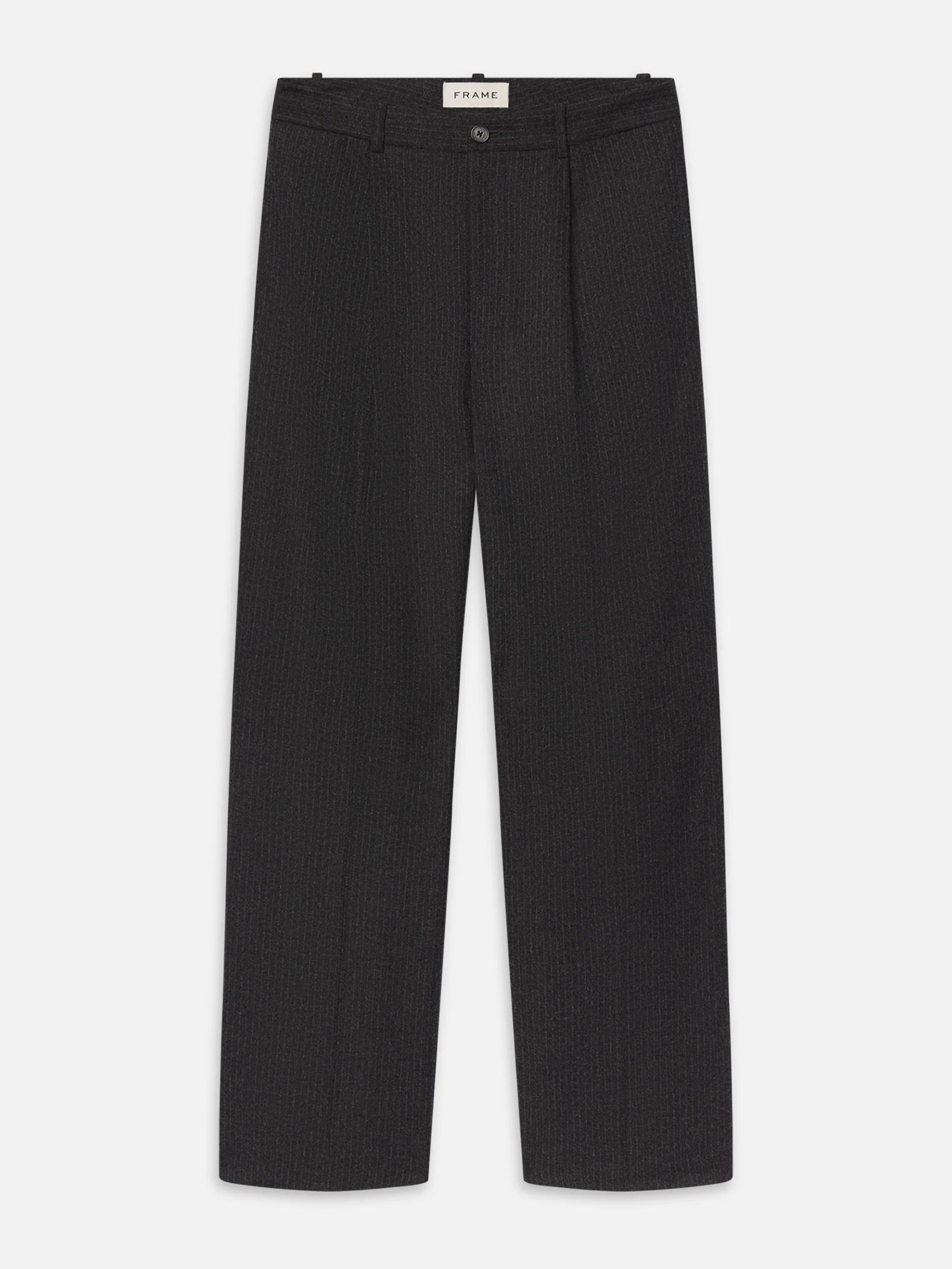 Pinstripe Wide Leg Trousers -- Dark Grey