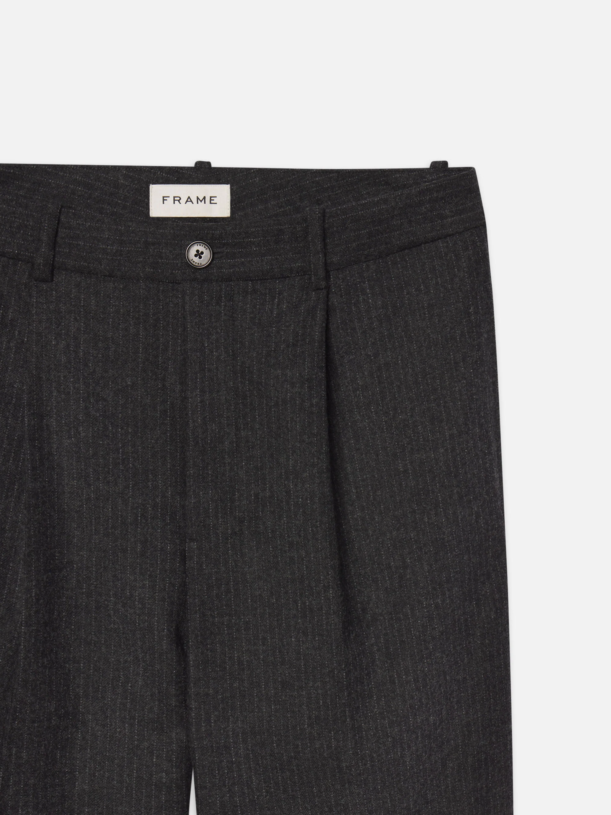 Pinstripe Wide Leg Trousers -- Dark Grey - Image 2