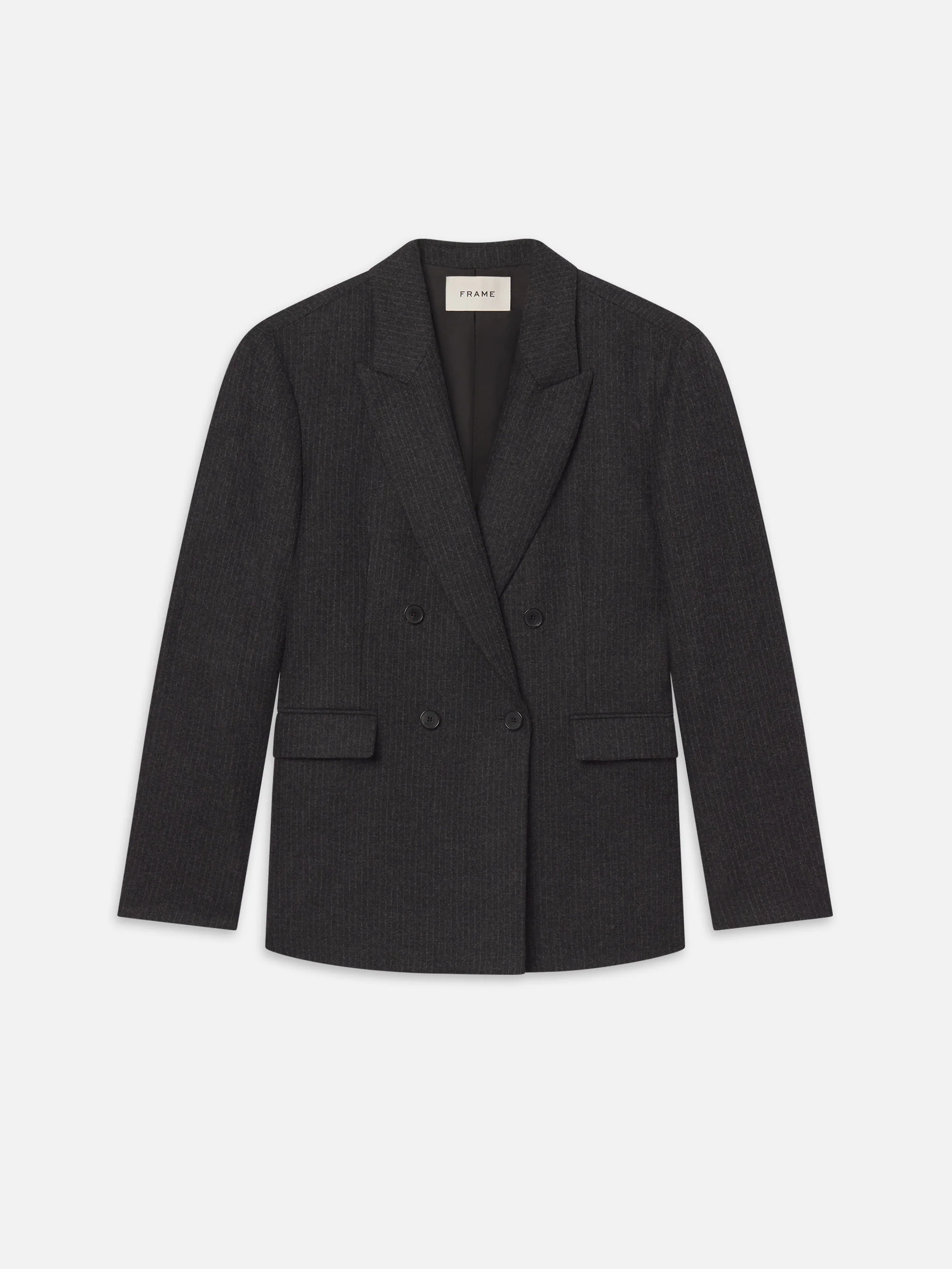 Pinstripe Wool Blazer -- Dark Grey