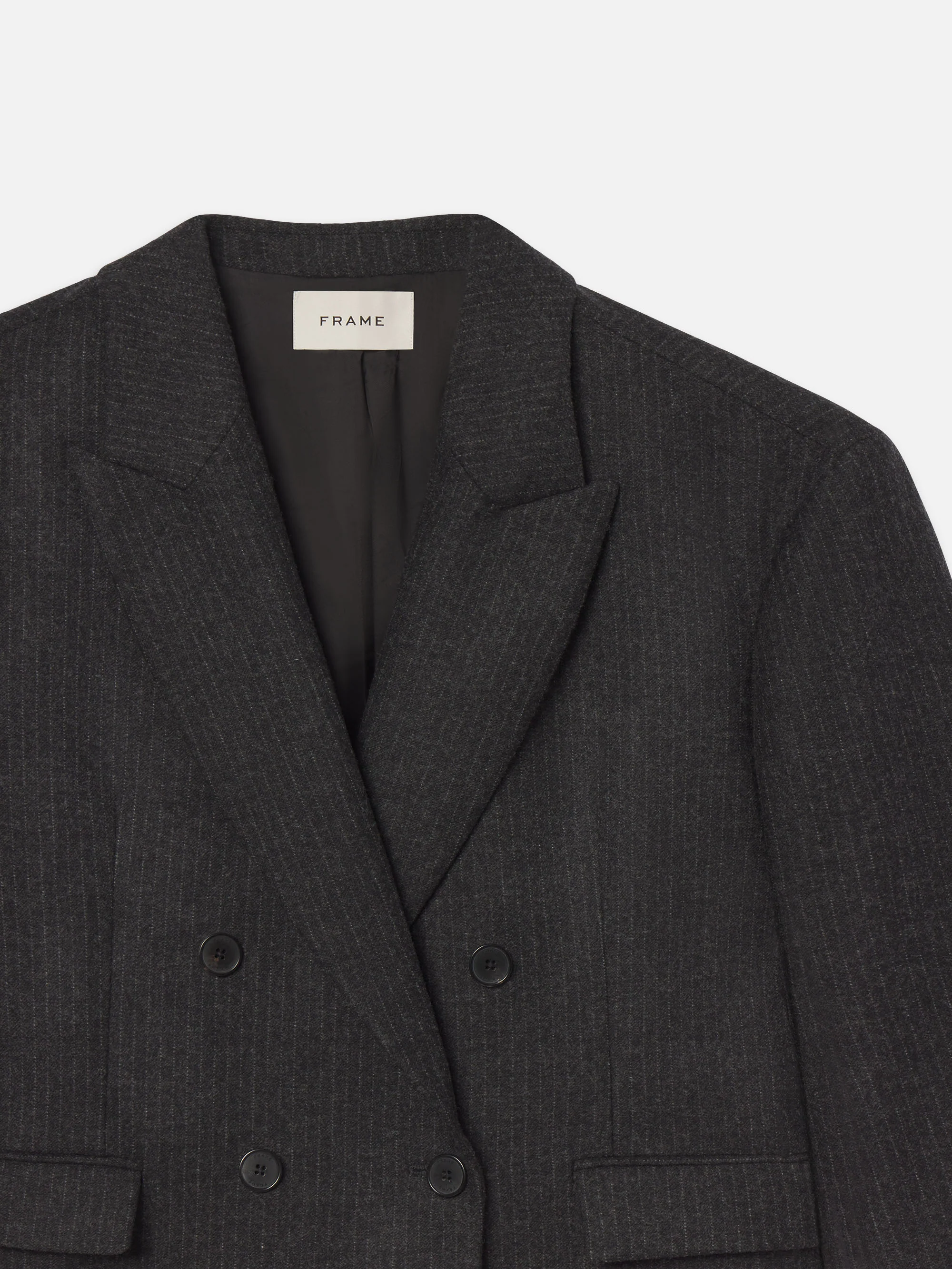 Pinstripe Wool Blazer -- Dark Grey - Image 2