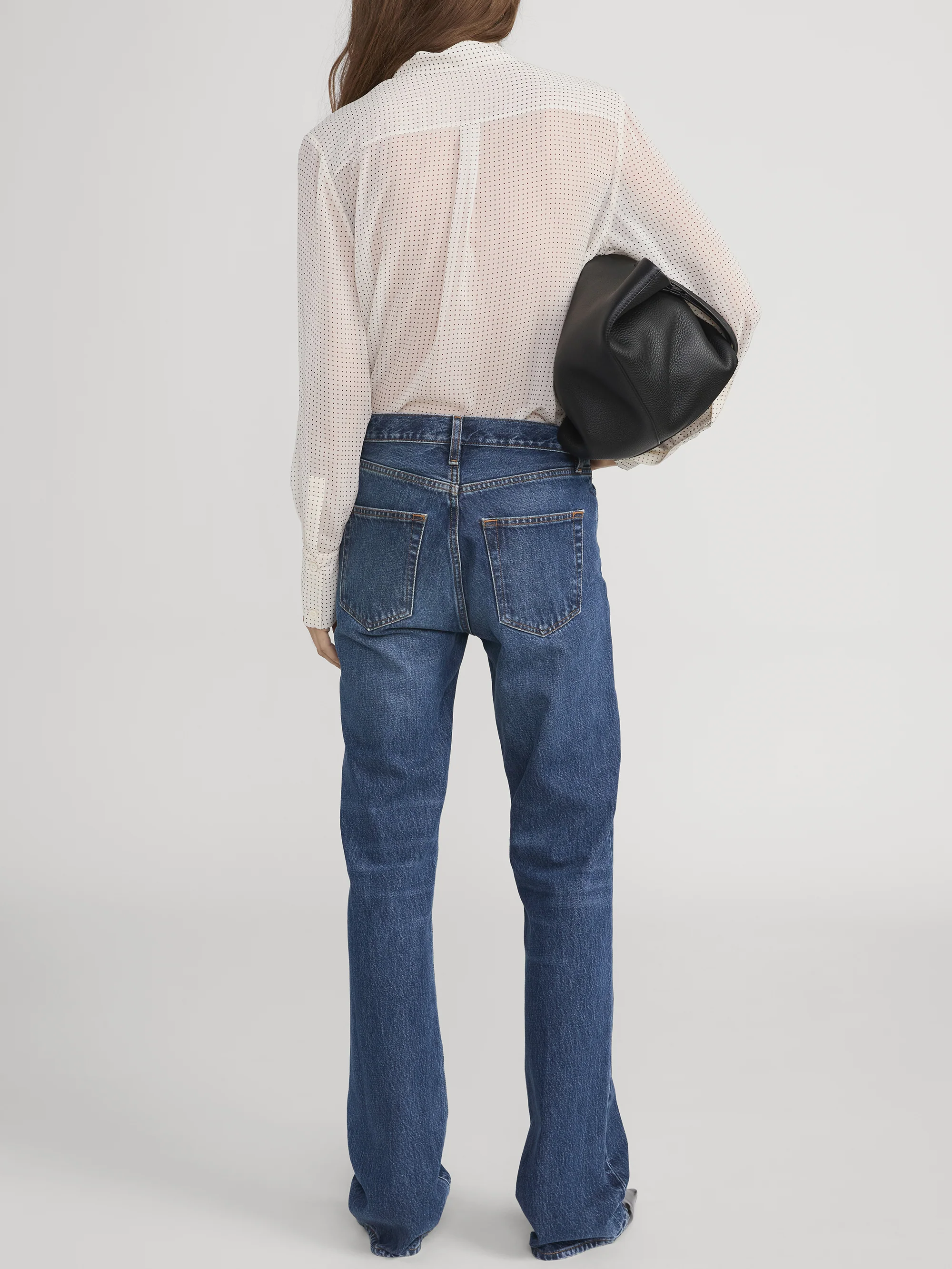 Polka Dot Modern Tie Blouse -- Ecru Multi - Image 6