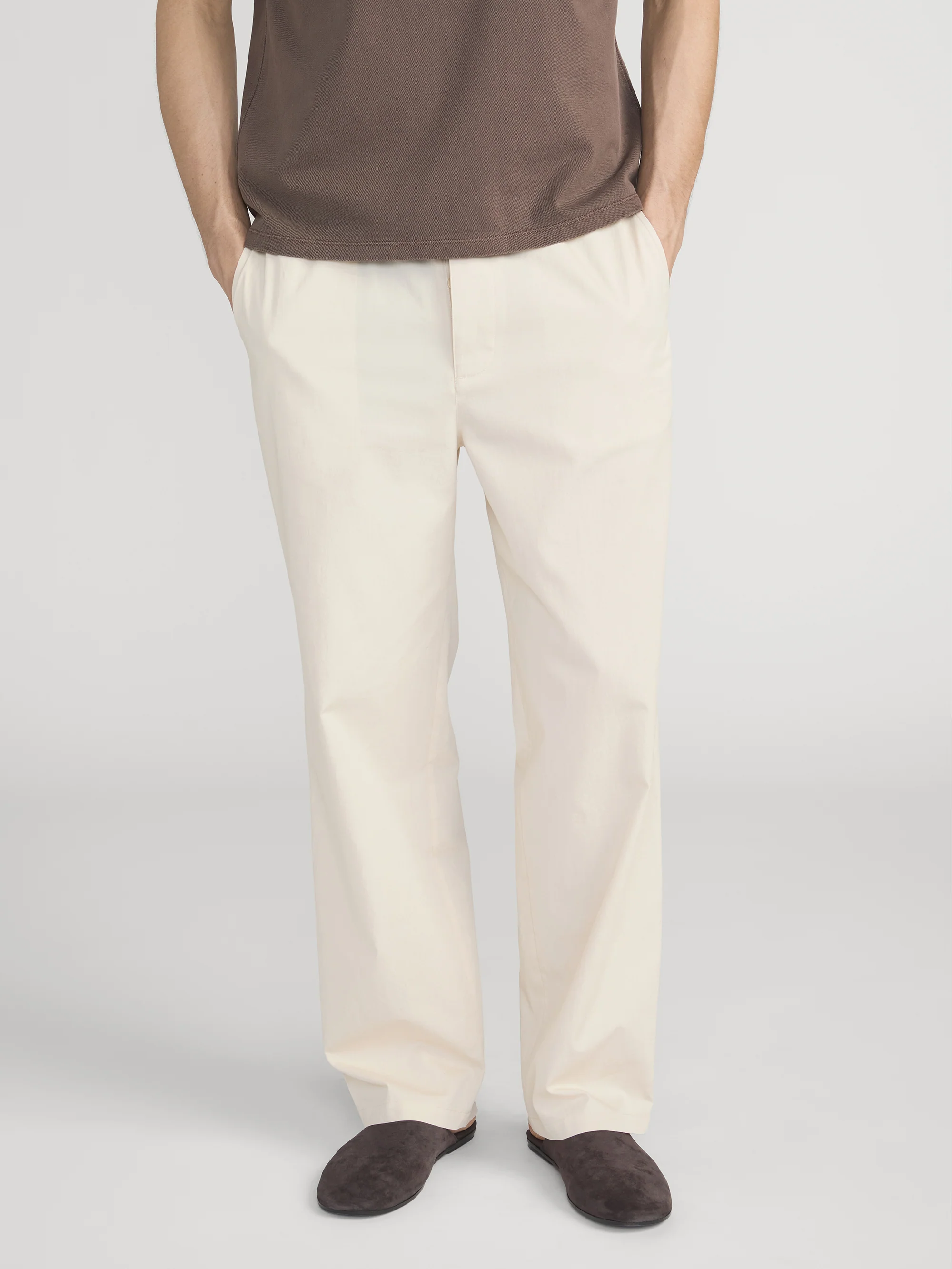 Relaxed Cotton Trousers -- Light Beige - Image 3
