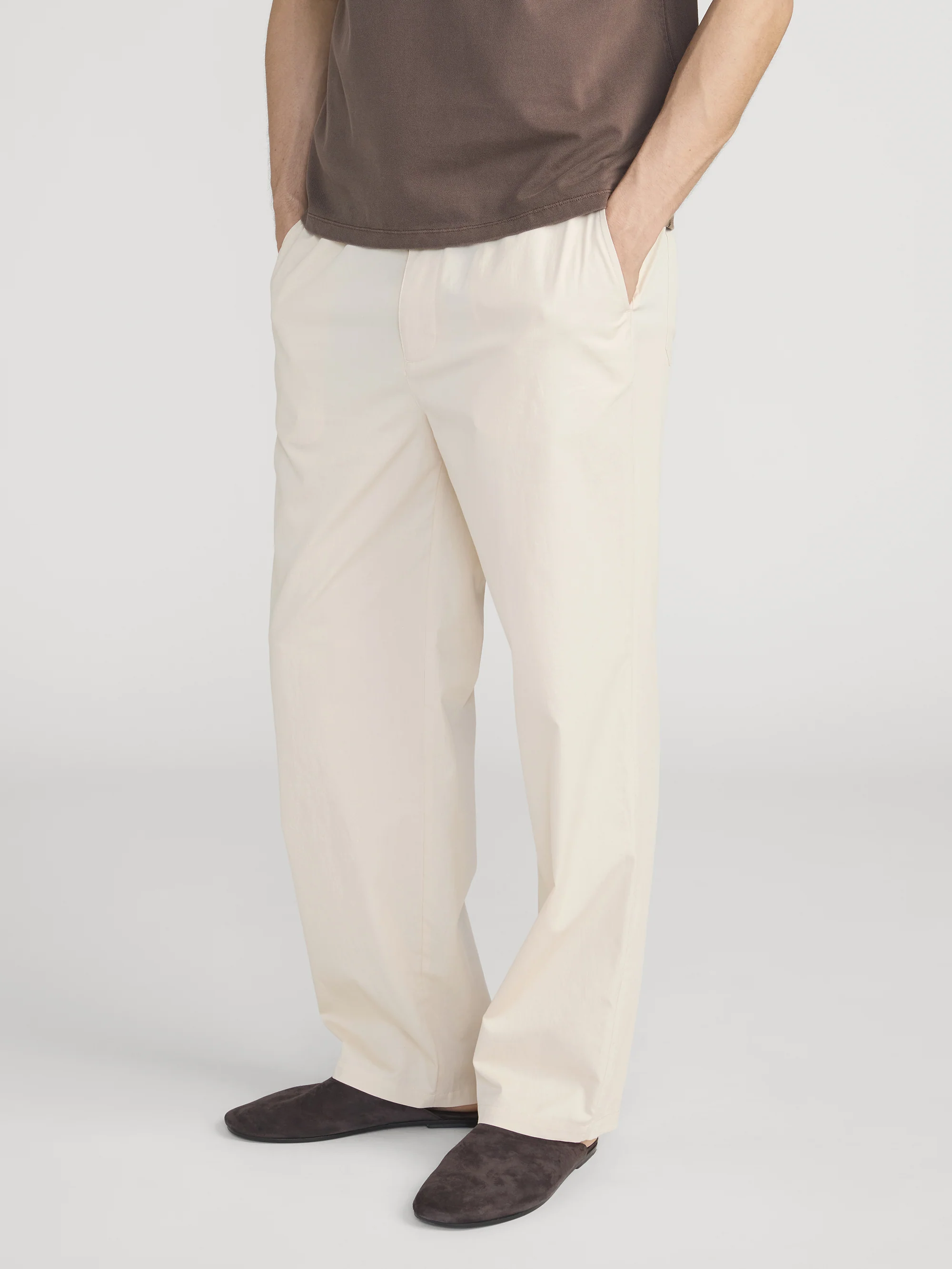 Relaxed Cotton Trousers -- Light Beige - Image 4