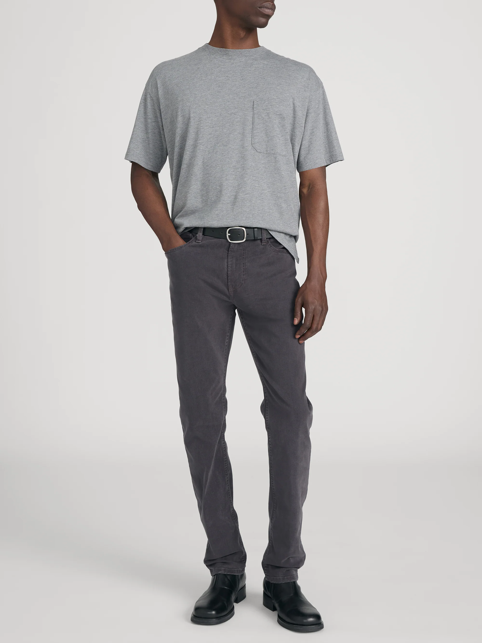 Relaxed Pocket Tee -- Light Grey Melange - Image 2