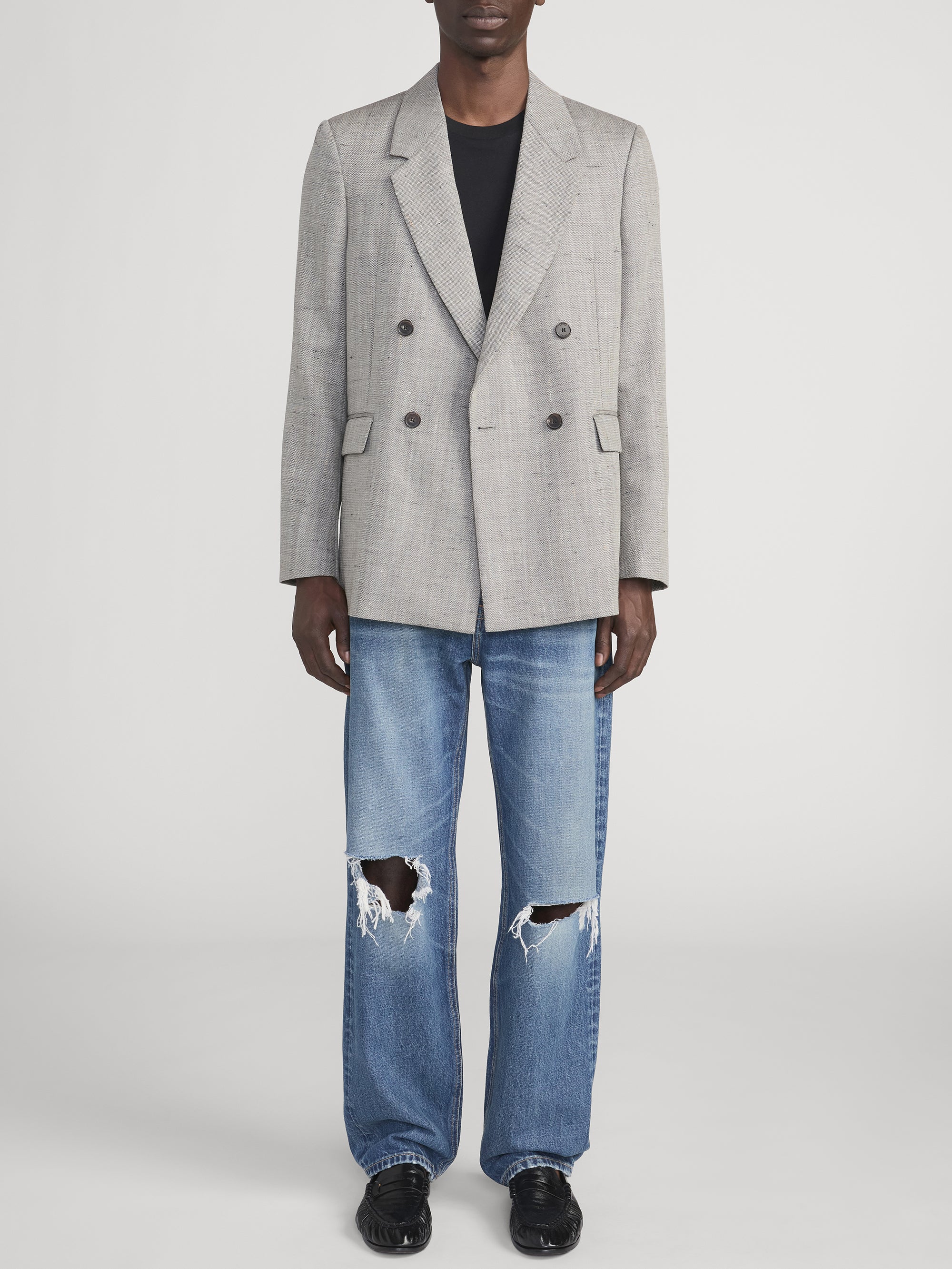 Retro Double Breasted Blazer -- Grey Multi - Image 2