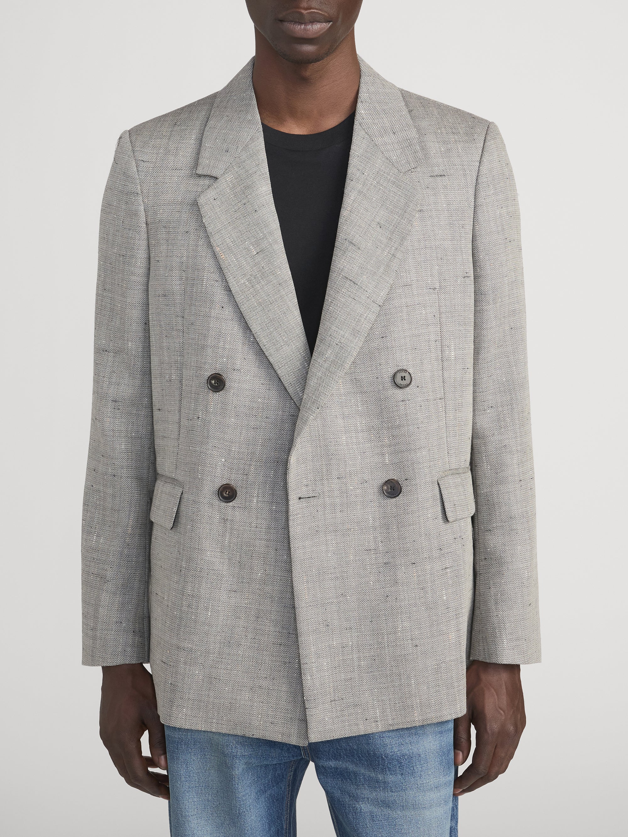 Retro Double Breasted Blazer -- Grey Multi - Image 3