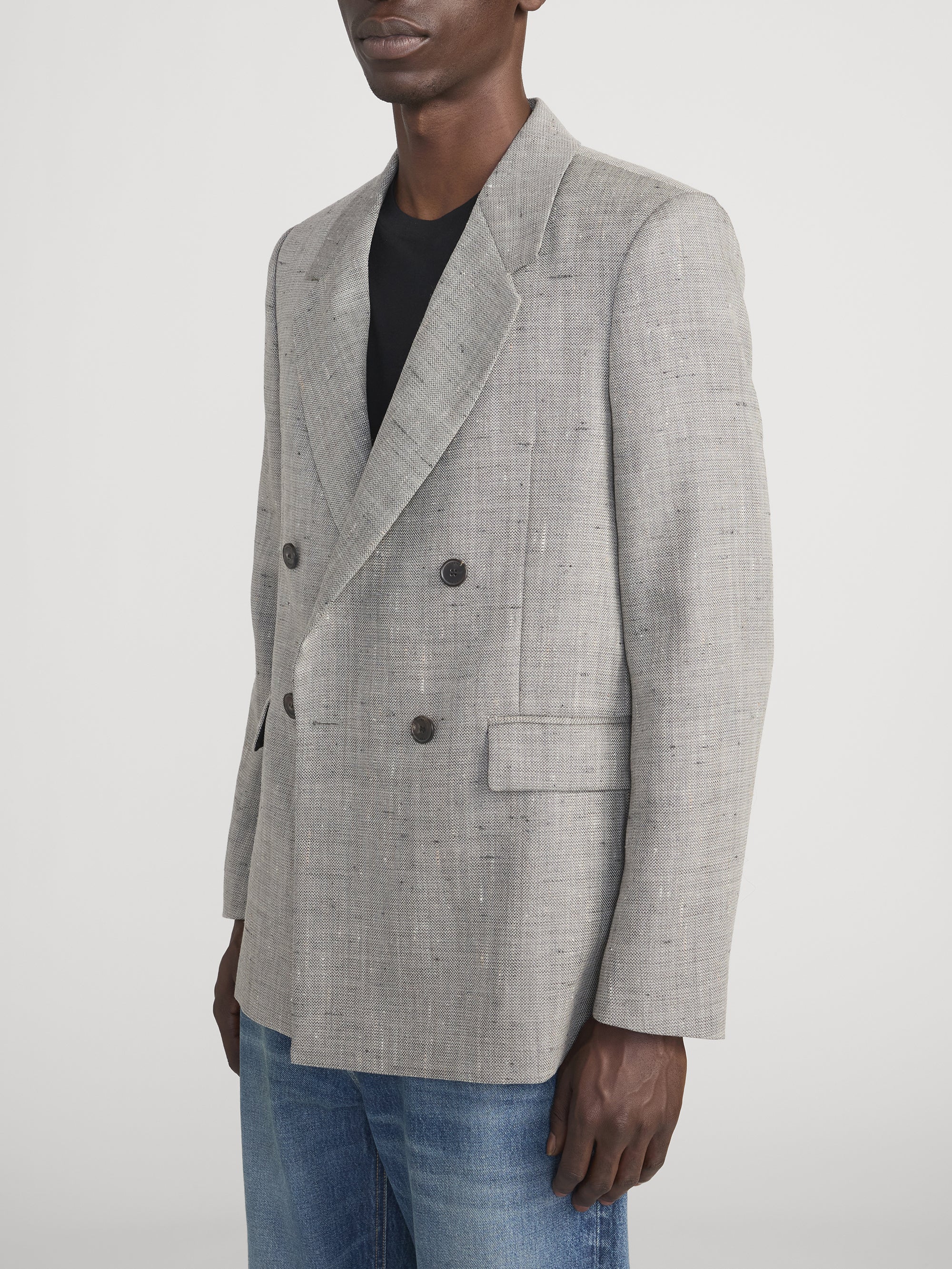 Retro Double Breasted Blazer -- Grey Multi - Image 4