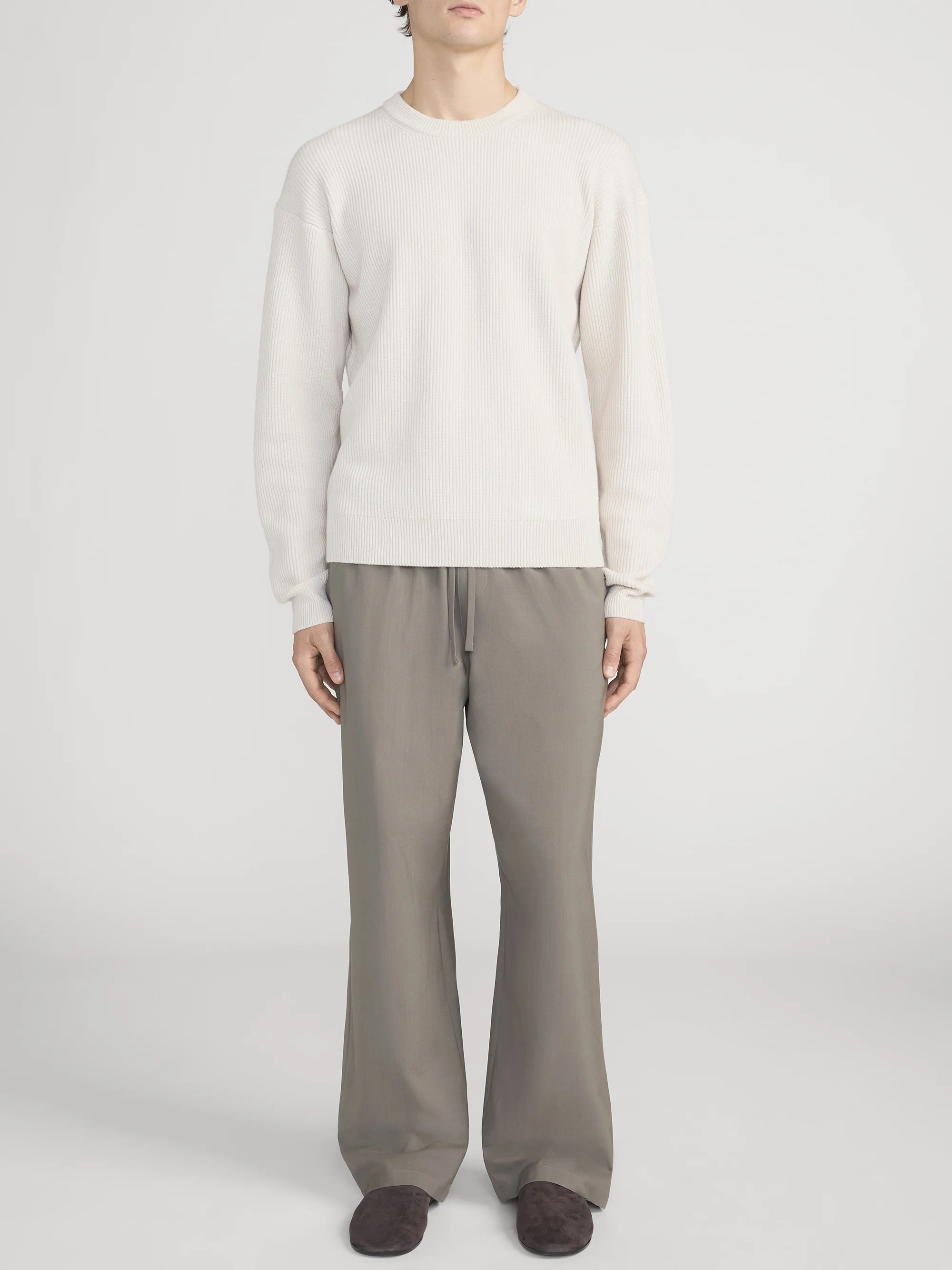 Ribbed Crewneck Sweater -- Cream - Image 2