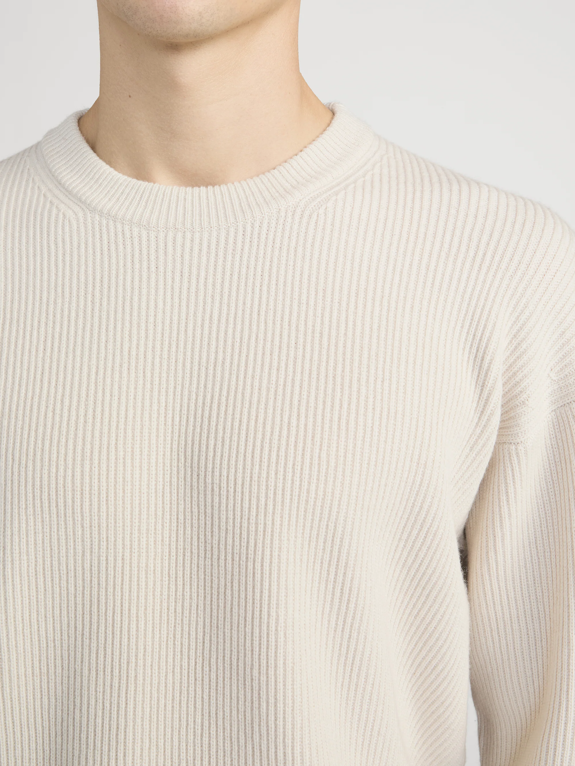 Ribbed Crewneck Sweater -- Cream - Image 5