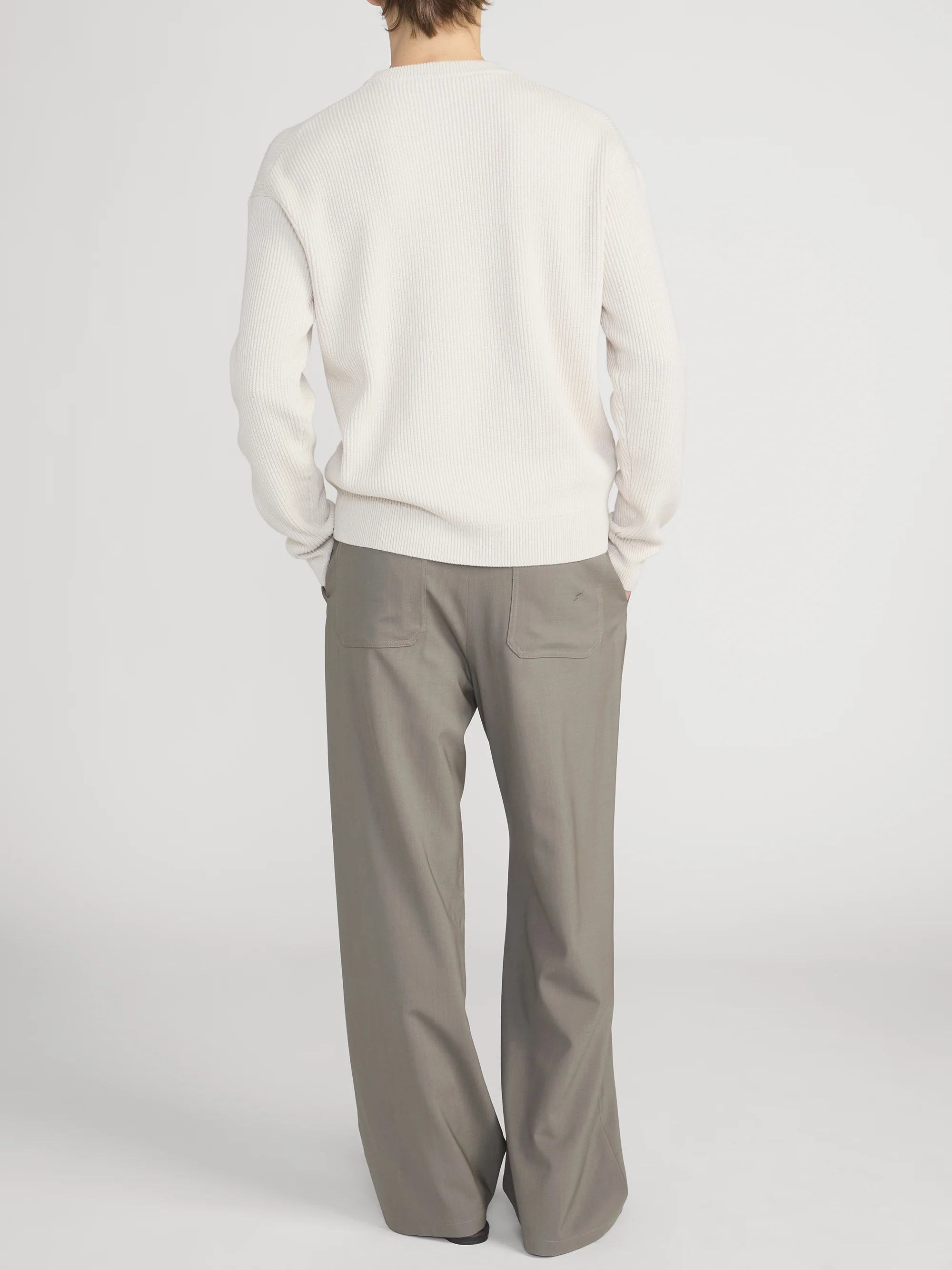 Ribbed Crewneck Sweater -- Cream - Image 6