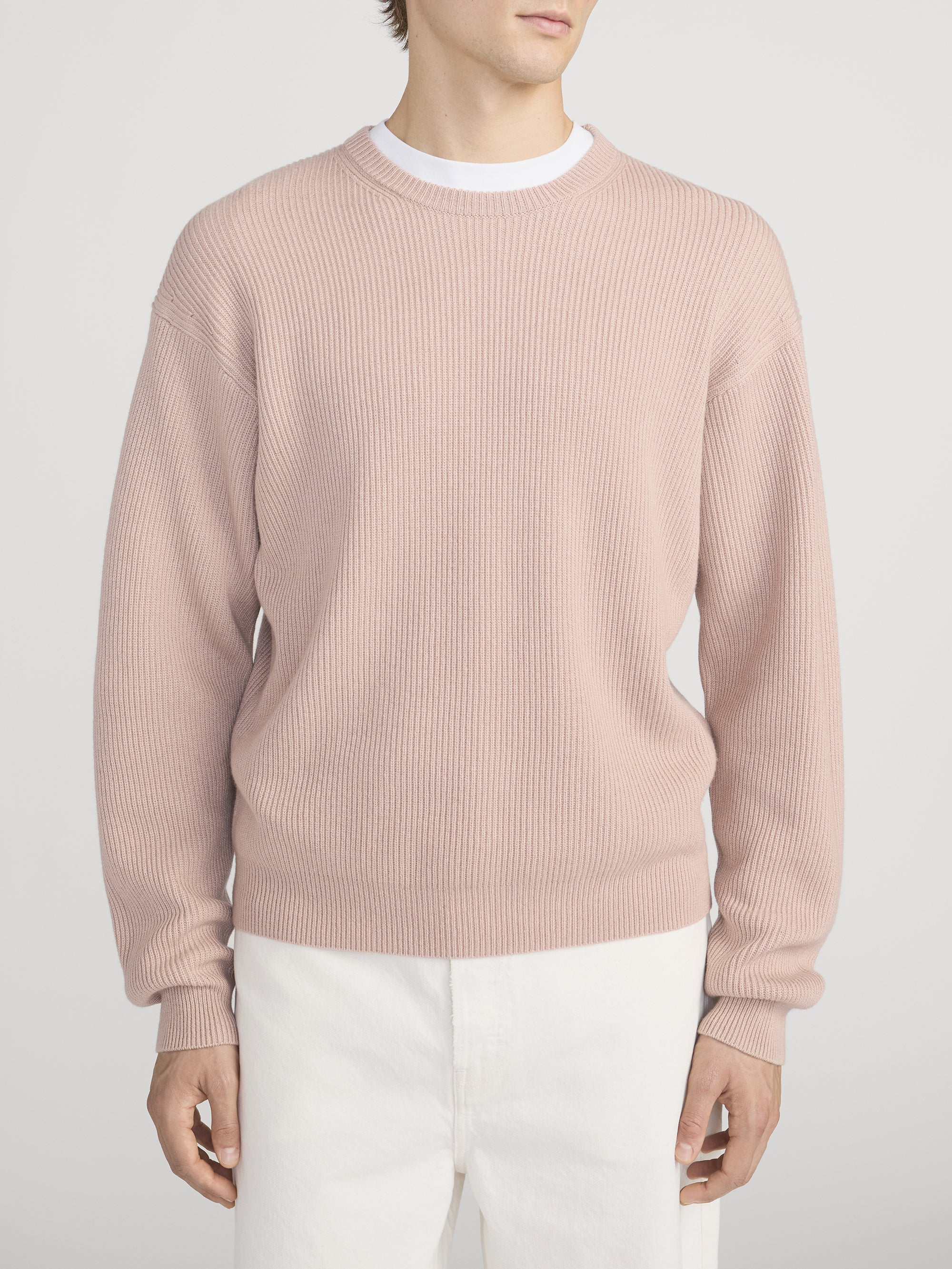 Ribbed Crewneck Sweater -- Light Mauve - Image 3