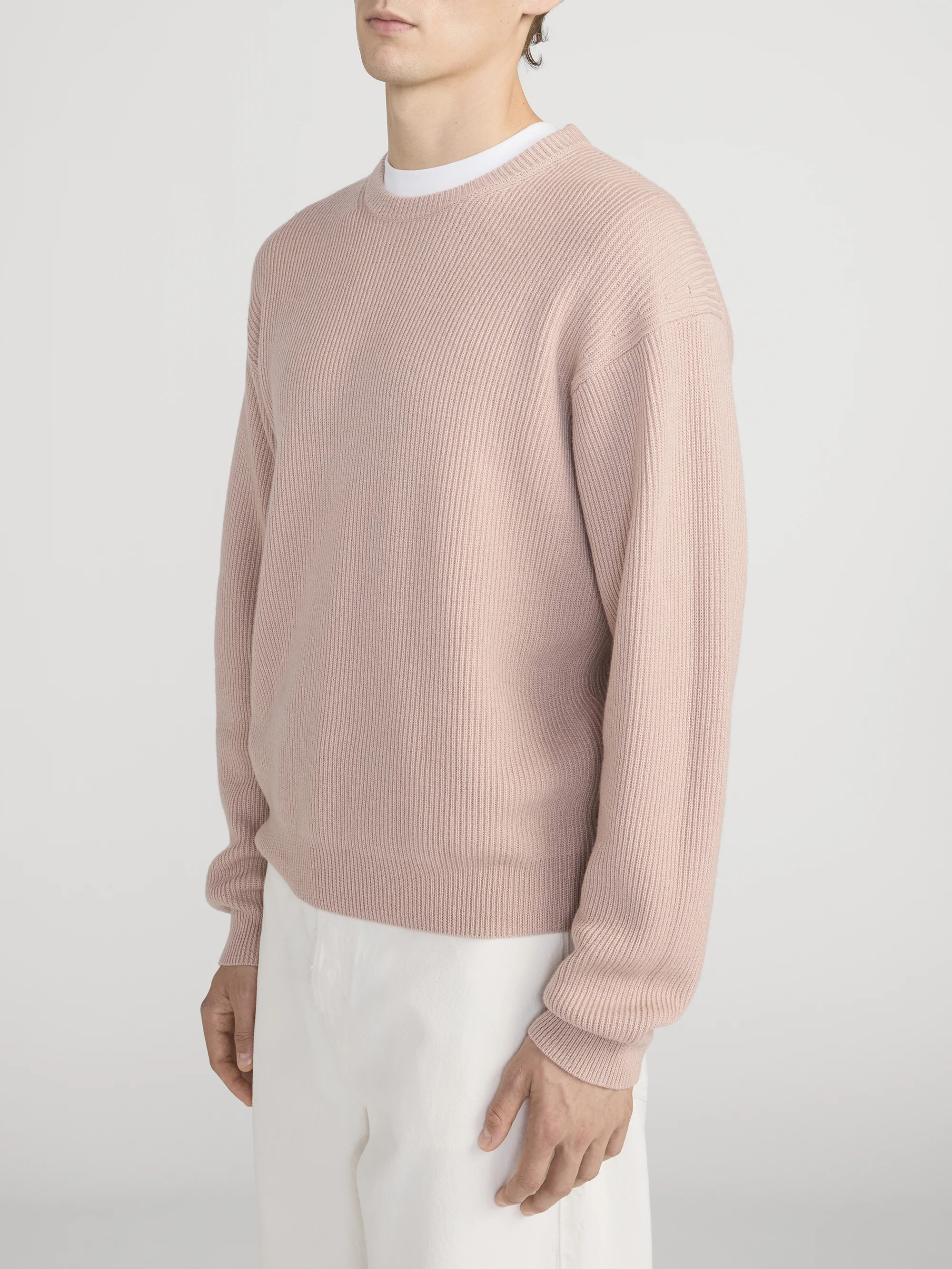 Ribbed Crewneck Sweater -- Light Mauve - Image 4