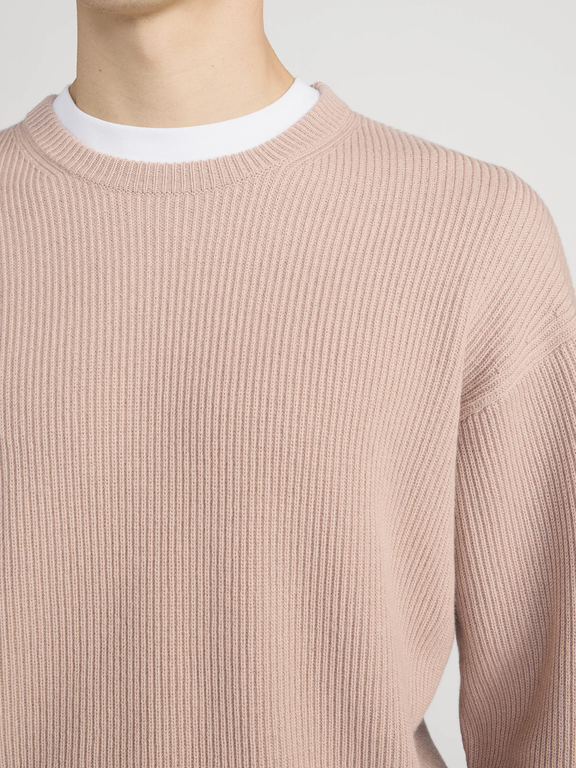 Ribbed Crewneck Sweater -- Light Mauve - Image 5