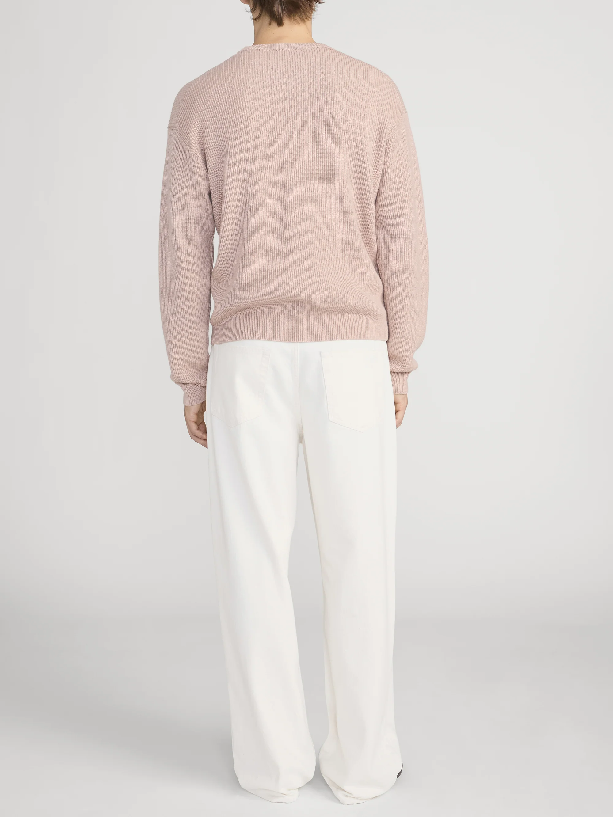 Ribbed Crewneck Sweater -- Light Mauve - Image 6