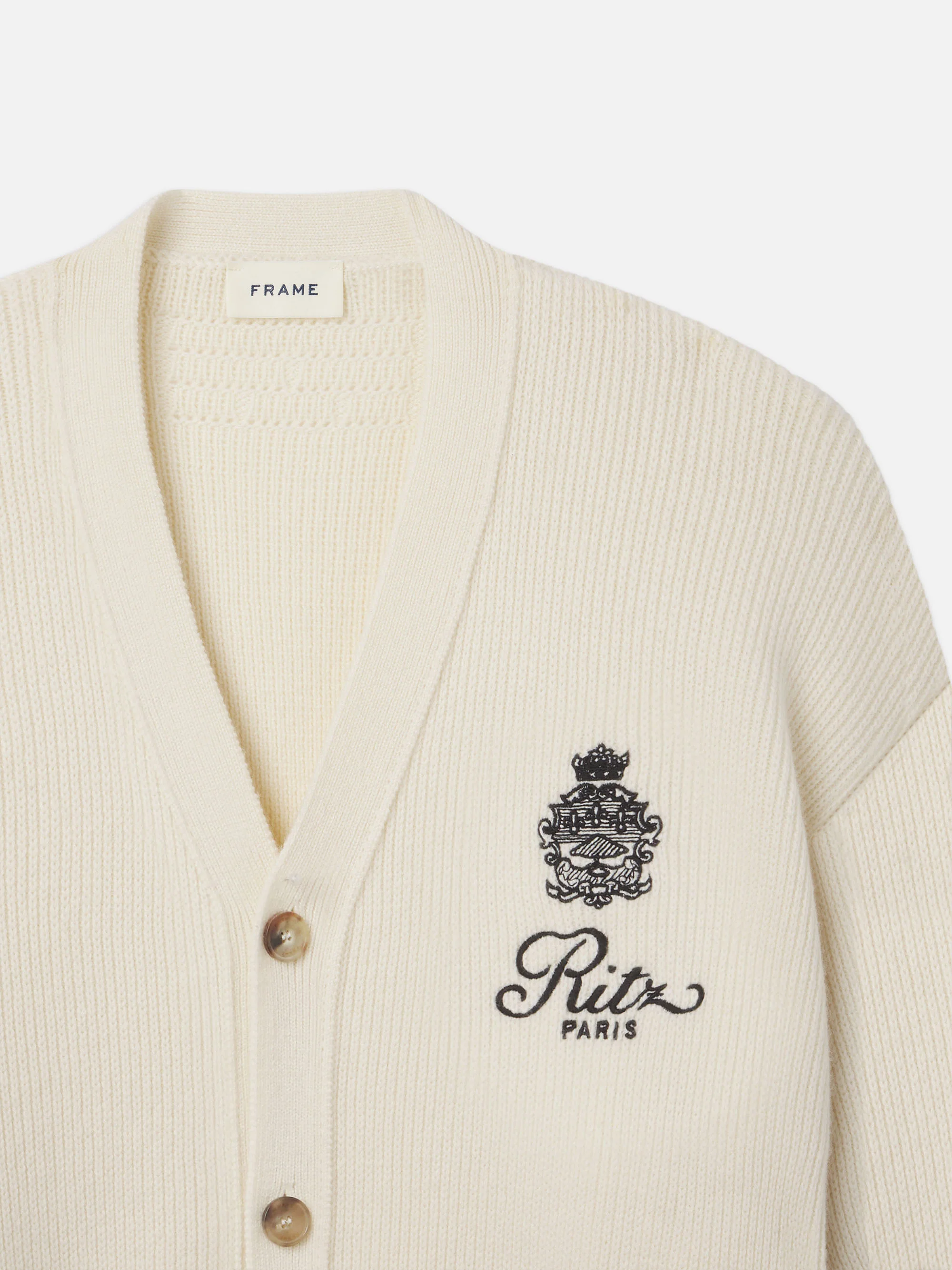 Ritz Embroidery Cashmere Cardigan -- Cream - Image 3
