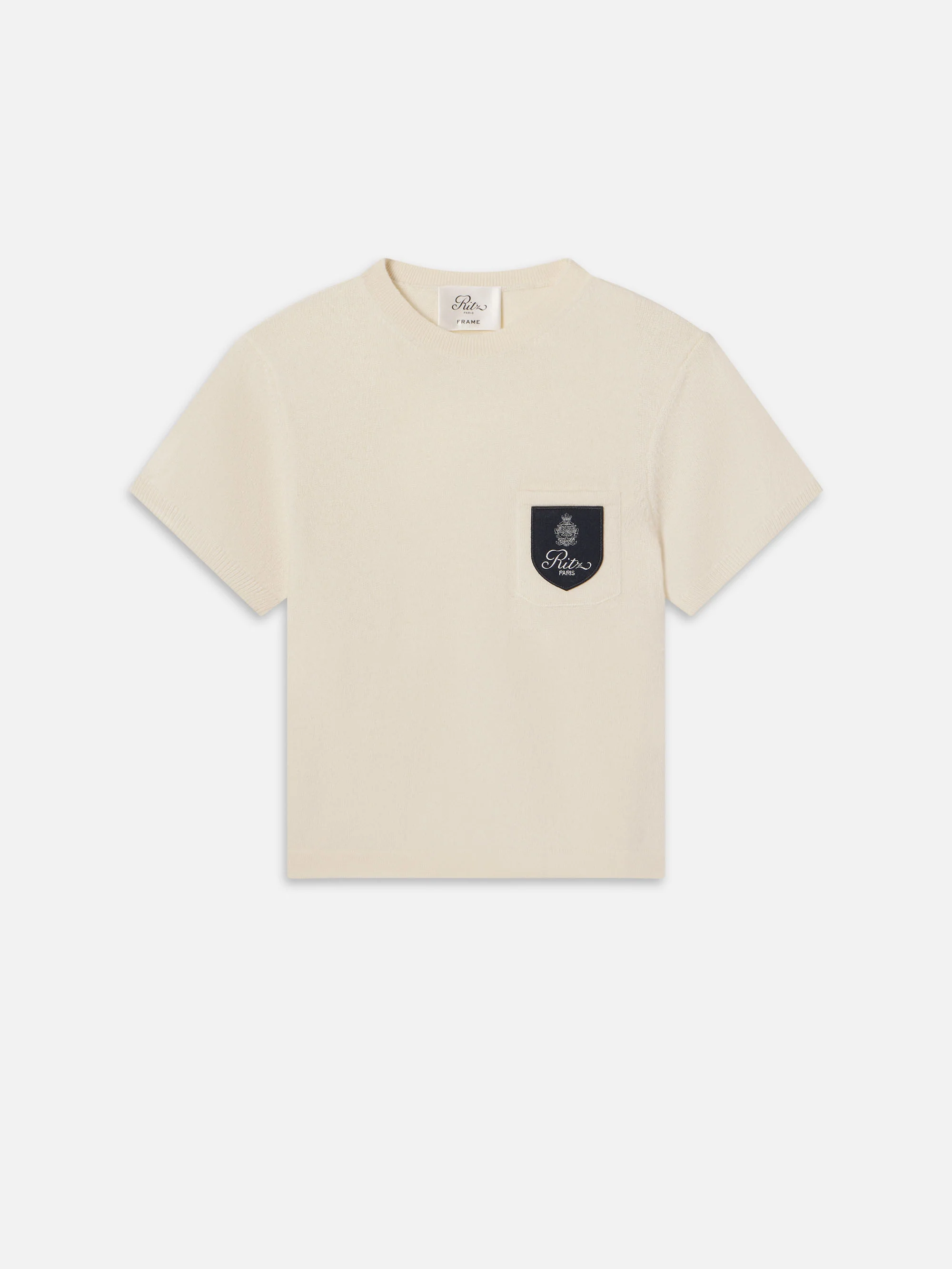 Ritz Crest Cashmere Tee -- Cream