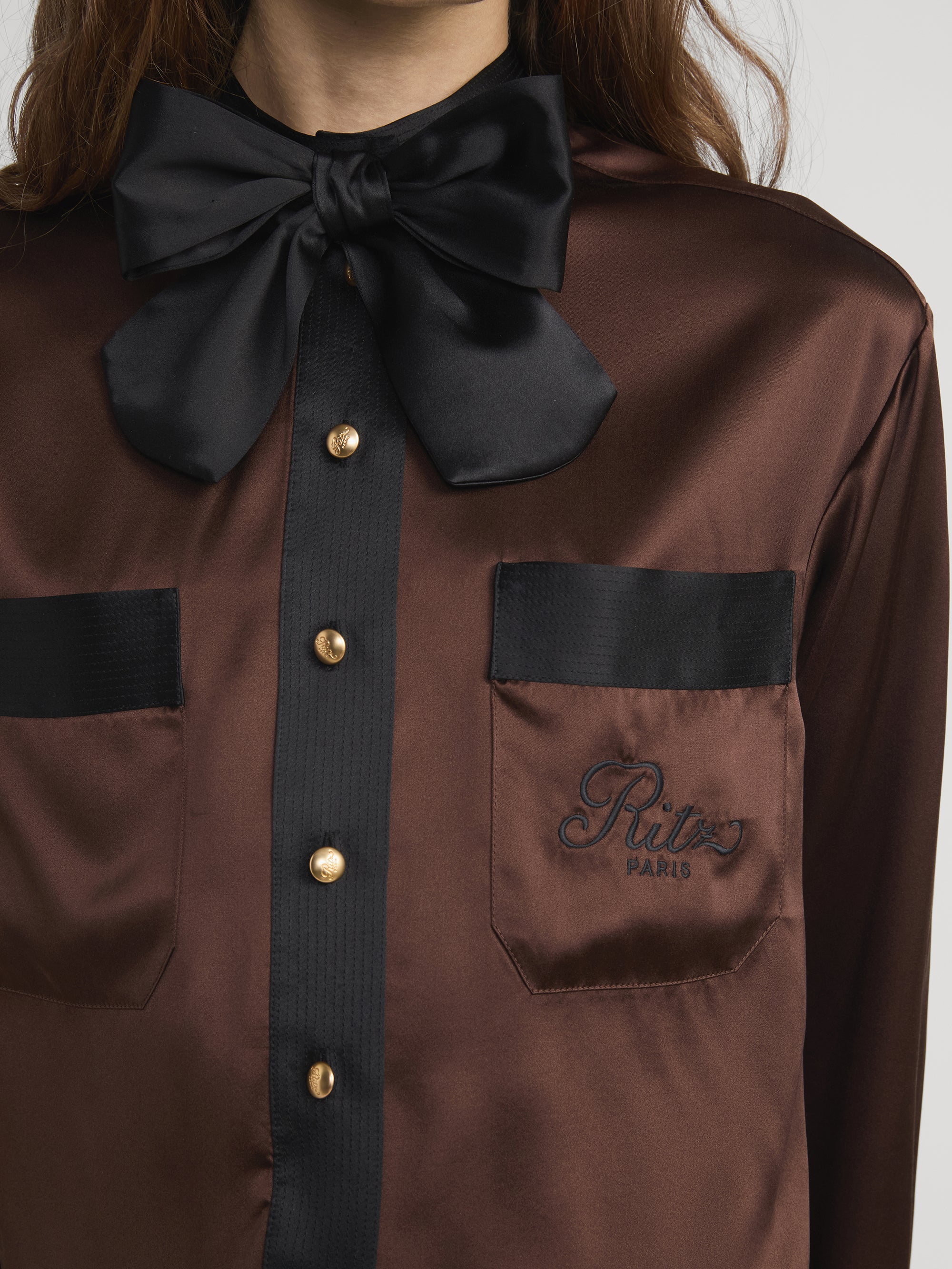 Ritz Feminine Silk Blouse -- Chocolate Brown - Image 5