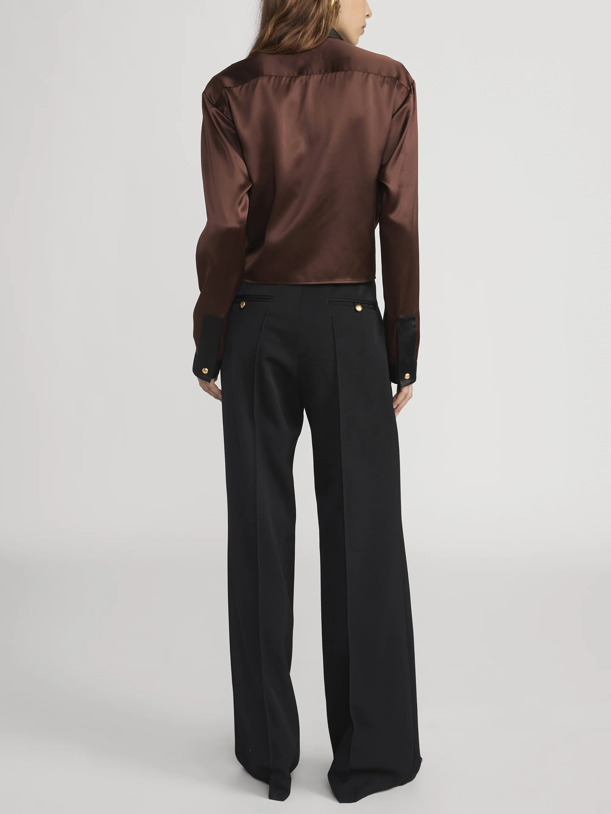 Ritz Feminine Silk Blouse -- Chocolate Brown - Image 7
