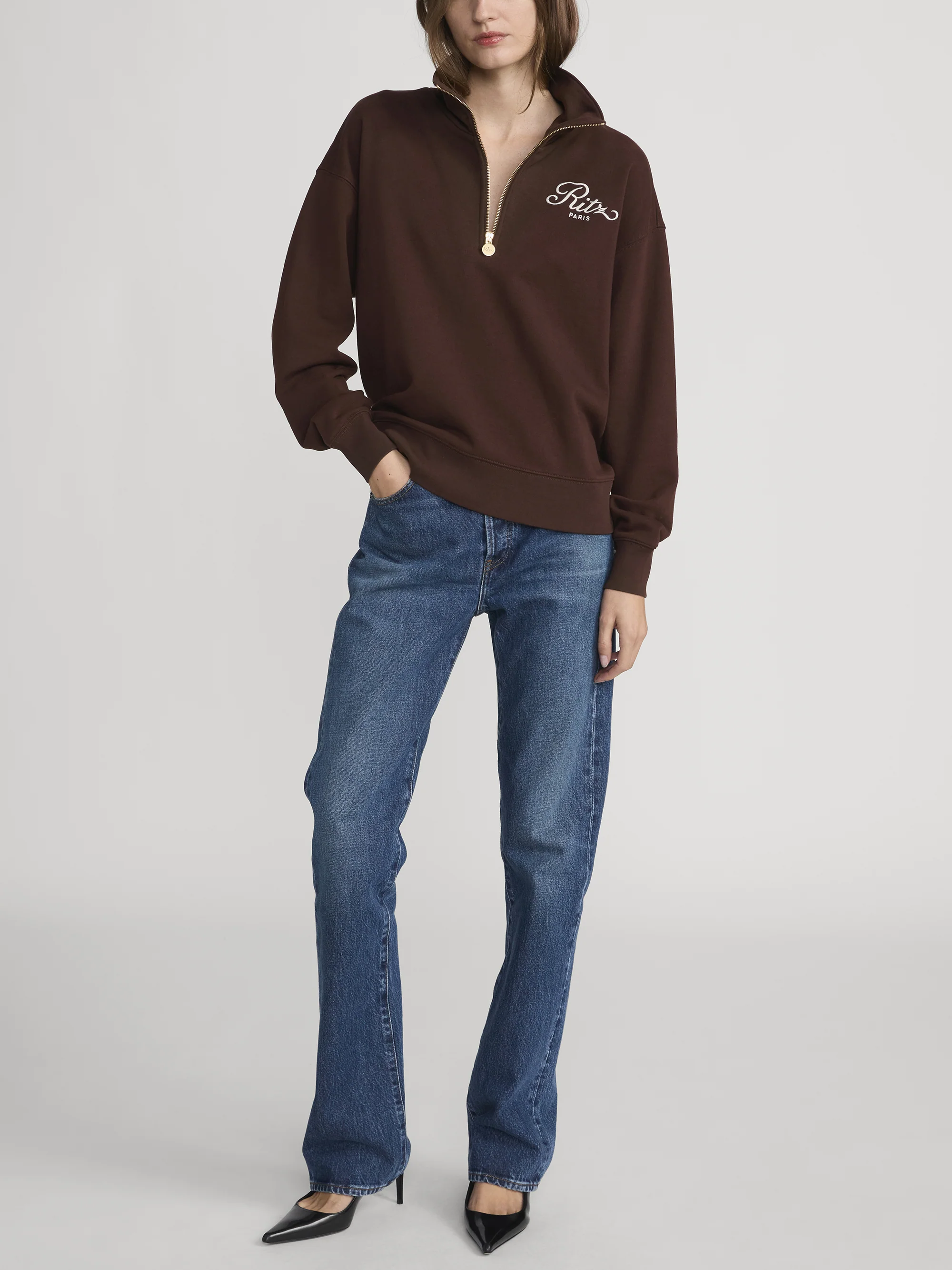 Ritz Half Zip Polo -- Chocolate Brown - Image 2