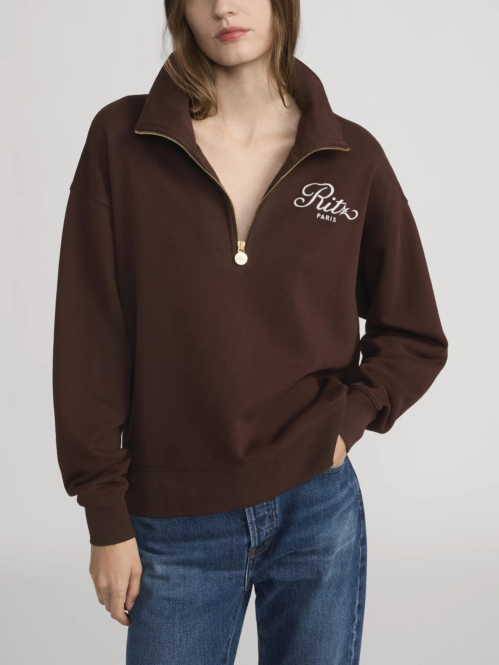 Ritz Half Zip Polo -- Chocolate Brown - Image 3