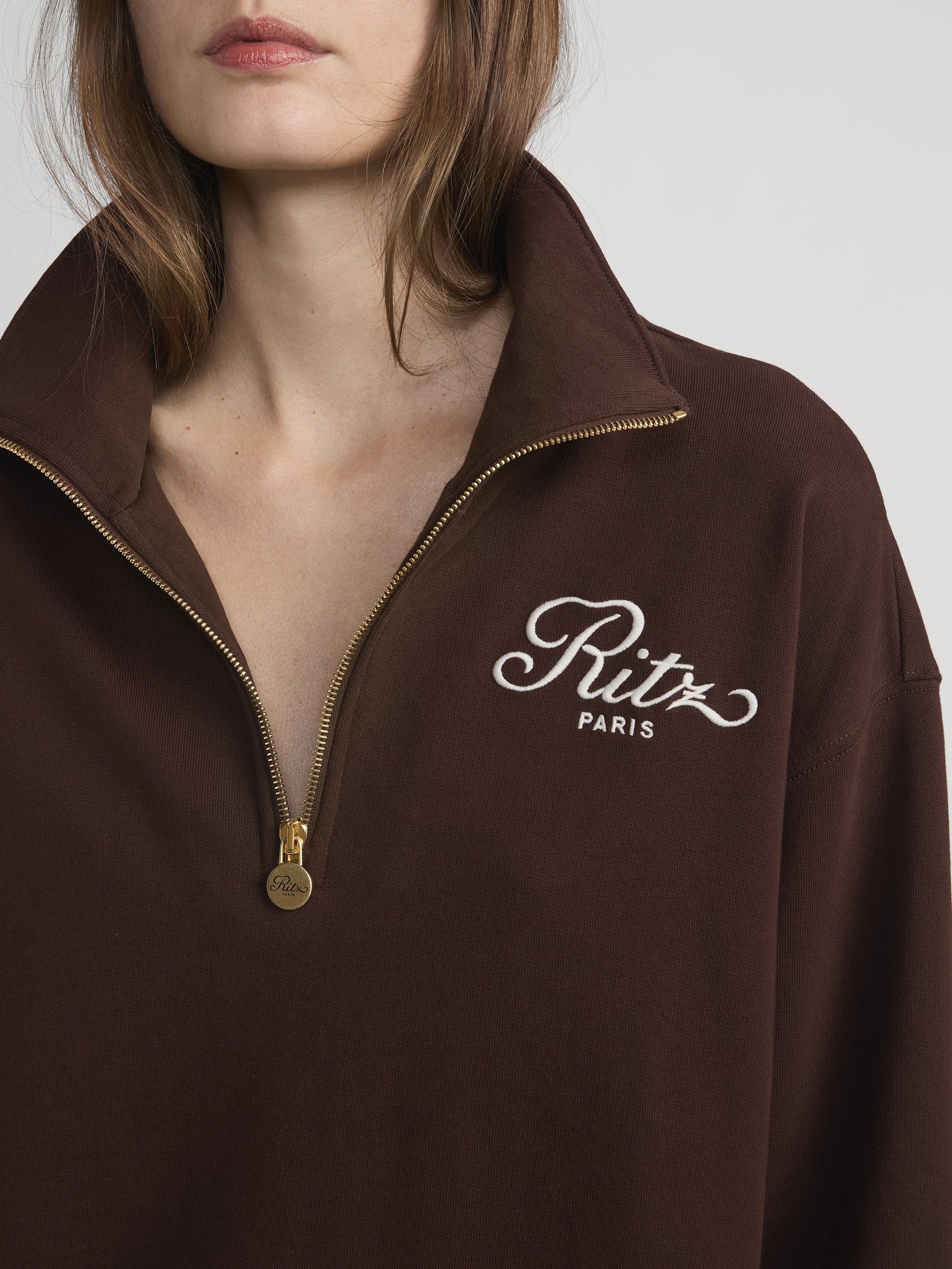 Ritz Half Zip Polo -- Chocolate Brown - Image 4