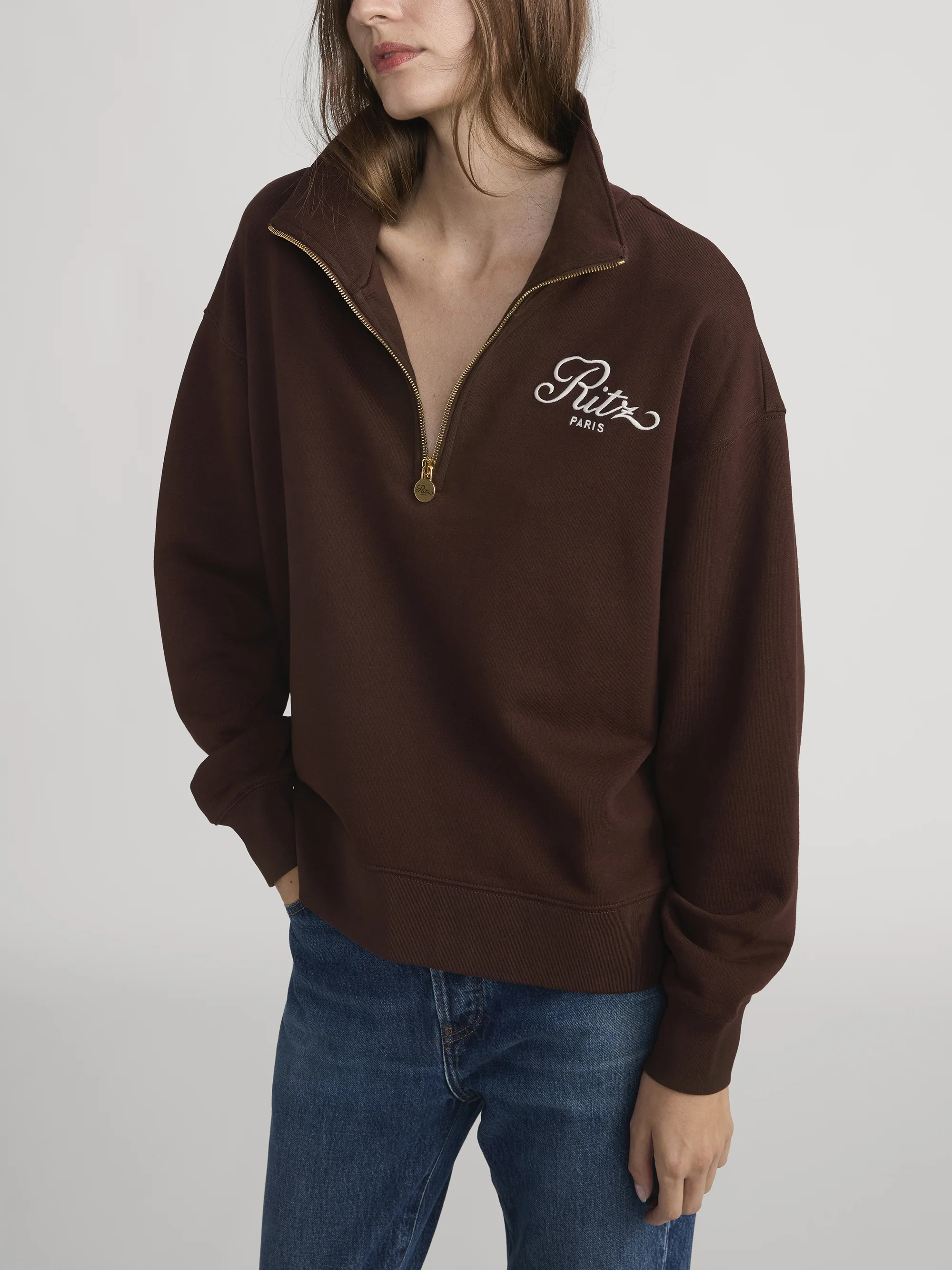 Ritz Half Zip Polo -- Chocolate Brown - Image 5